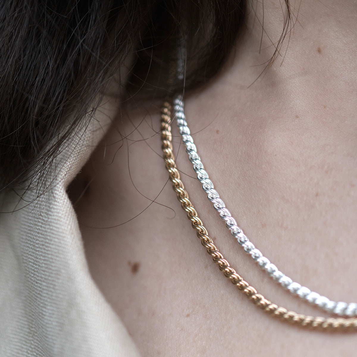 Łańcuszek FRANCES srebrny pozłacany