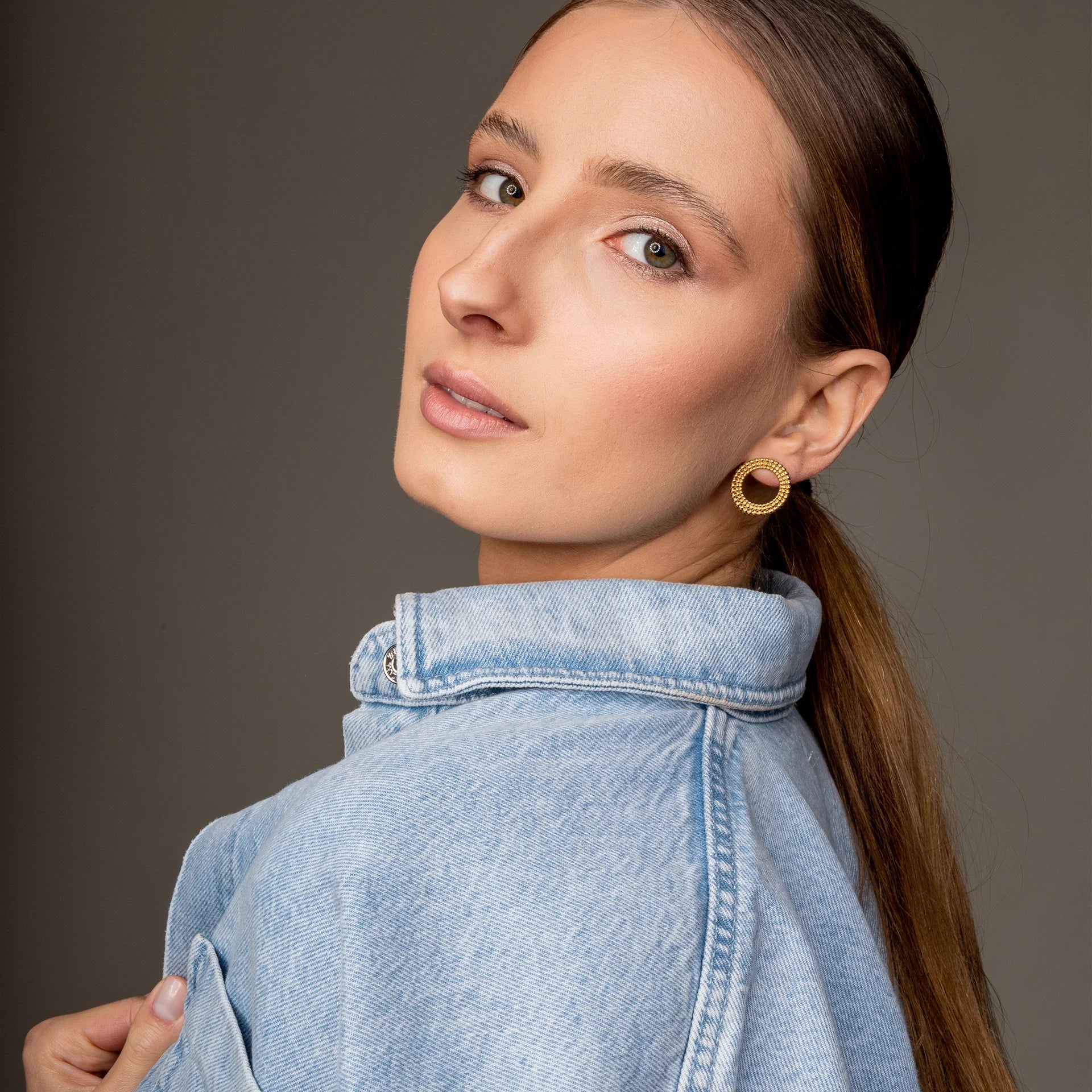 Kolczyki koła SUNRISE srebrne pozłacane