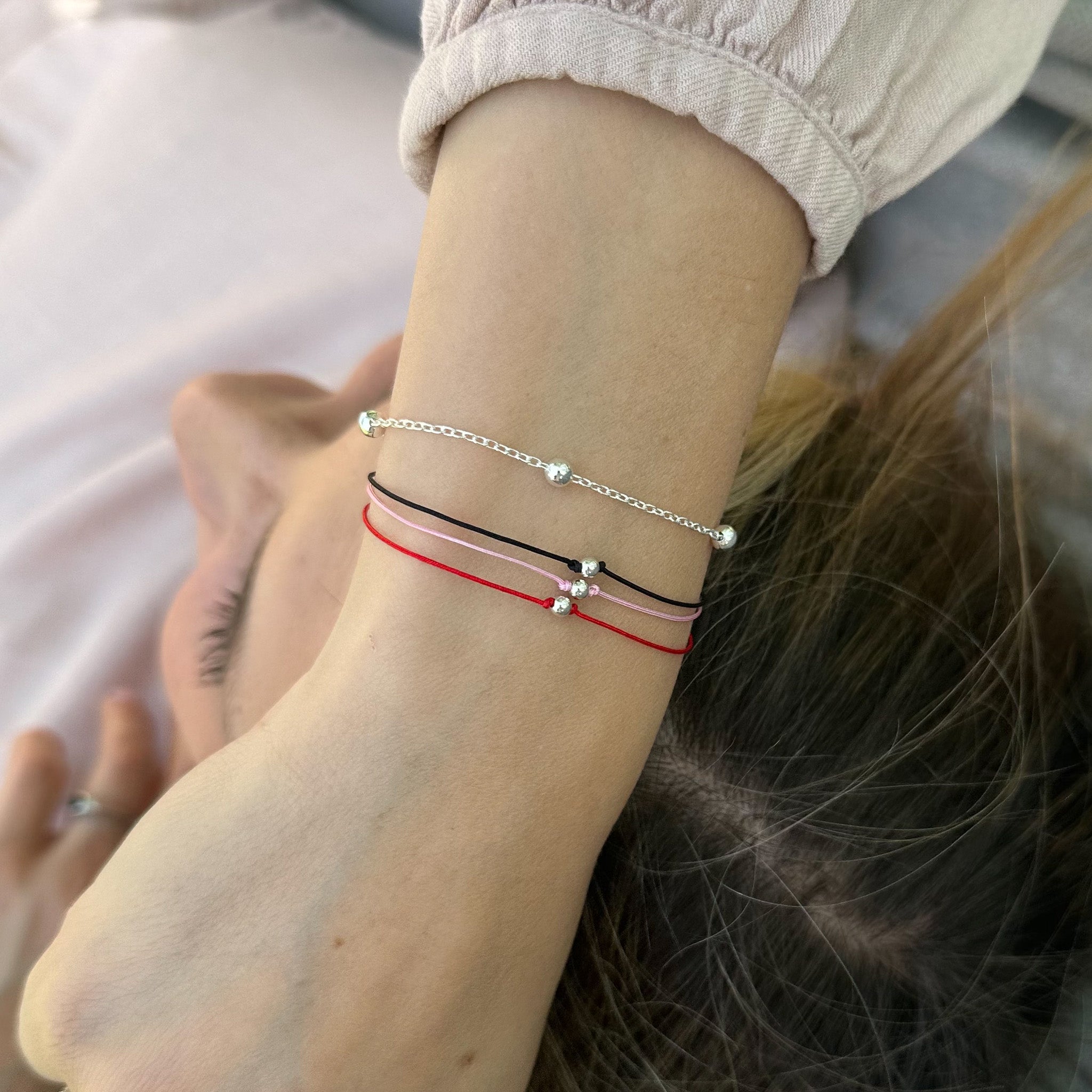 Bransoletka LUCKY RED srebrna