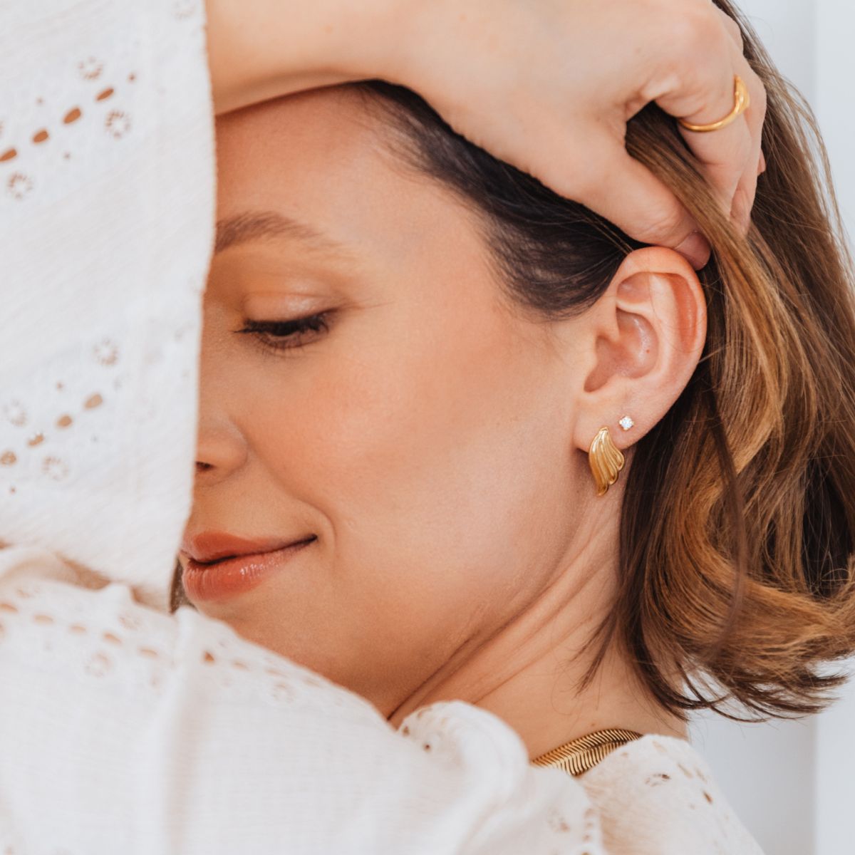 Koczyki WINGS srebrne pozłacane