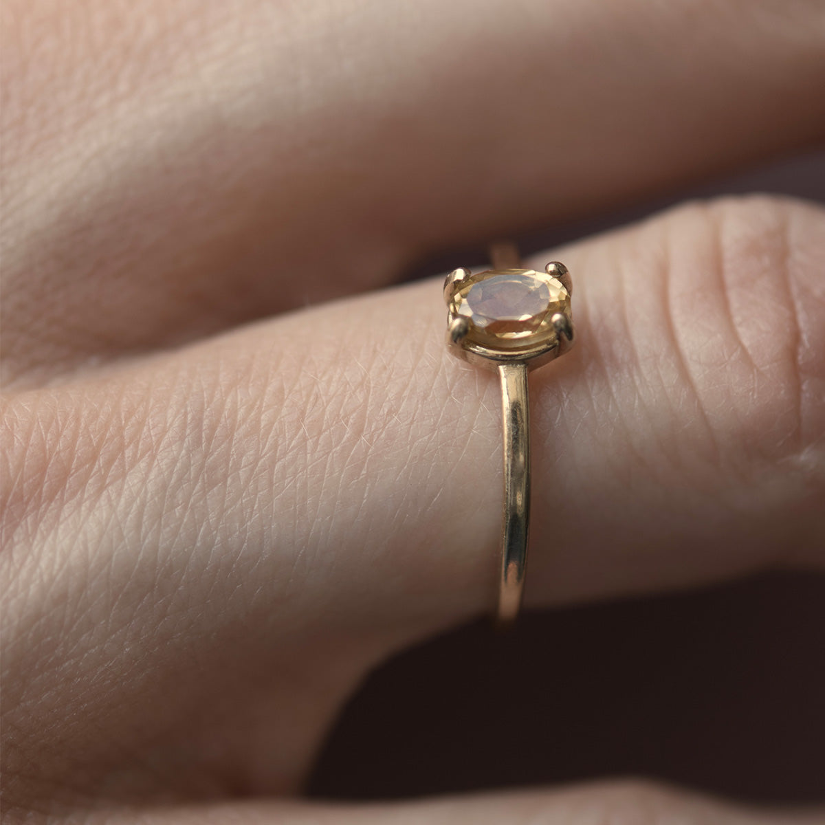 Pierścionek CYTRYN srebrny pozłacany