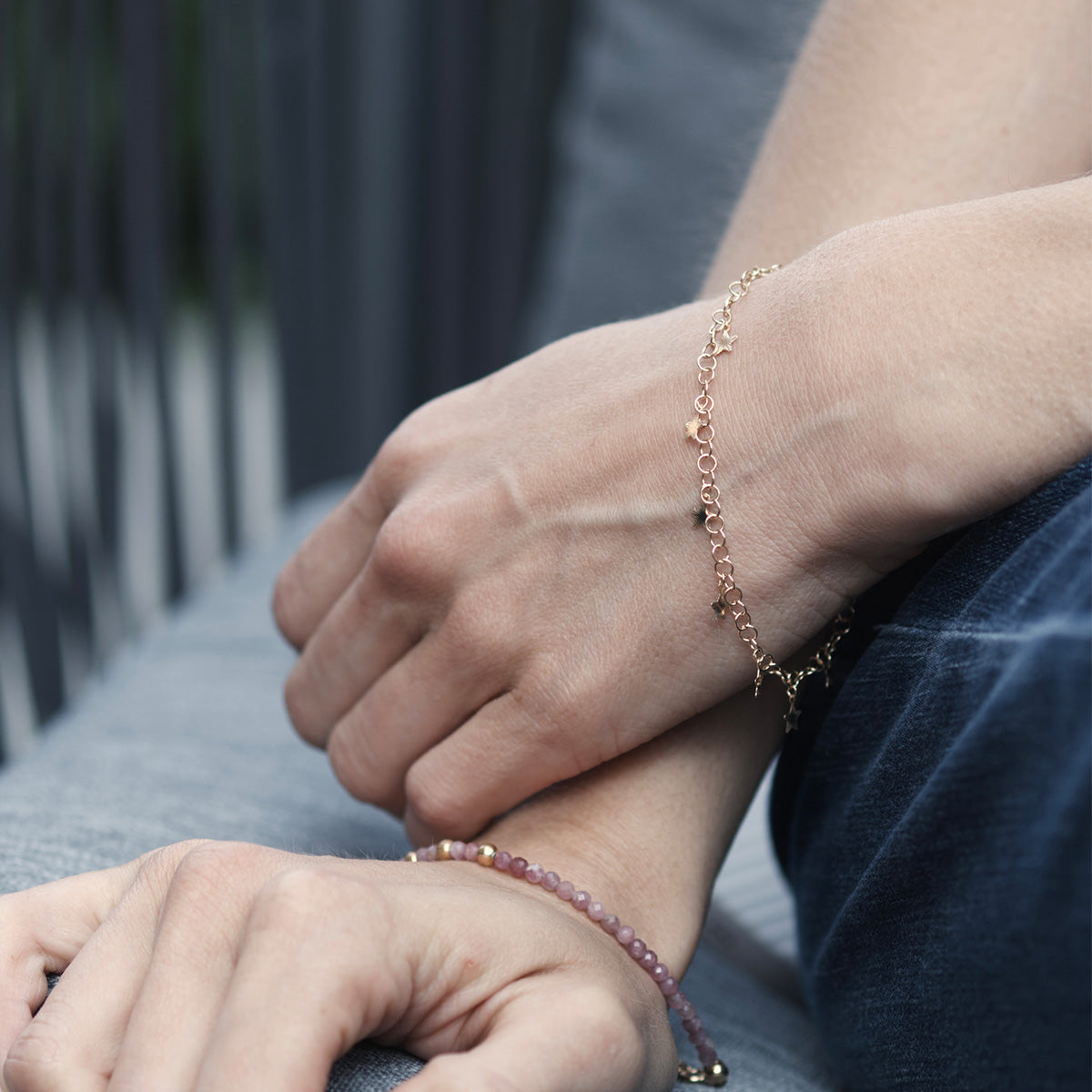 Bransoletka gwiazdki STARS srebrna pozłacana