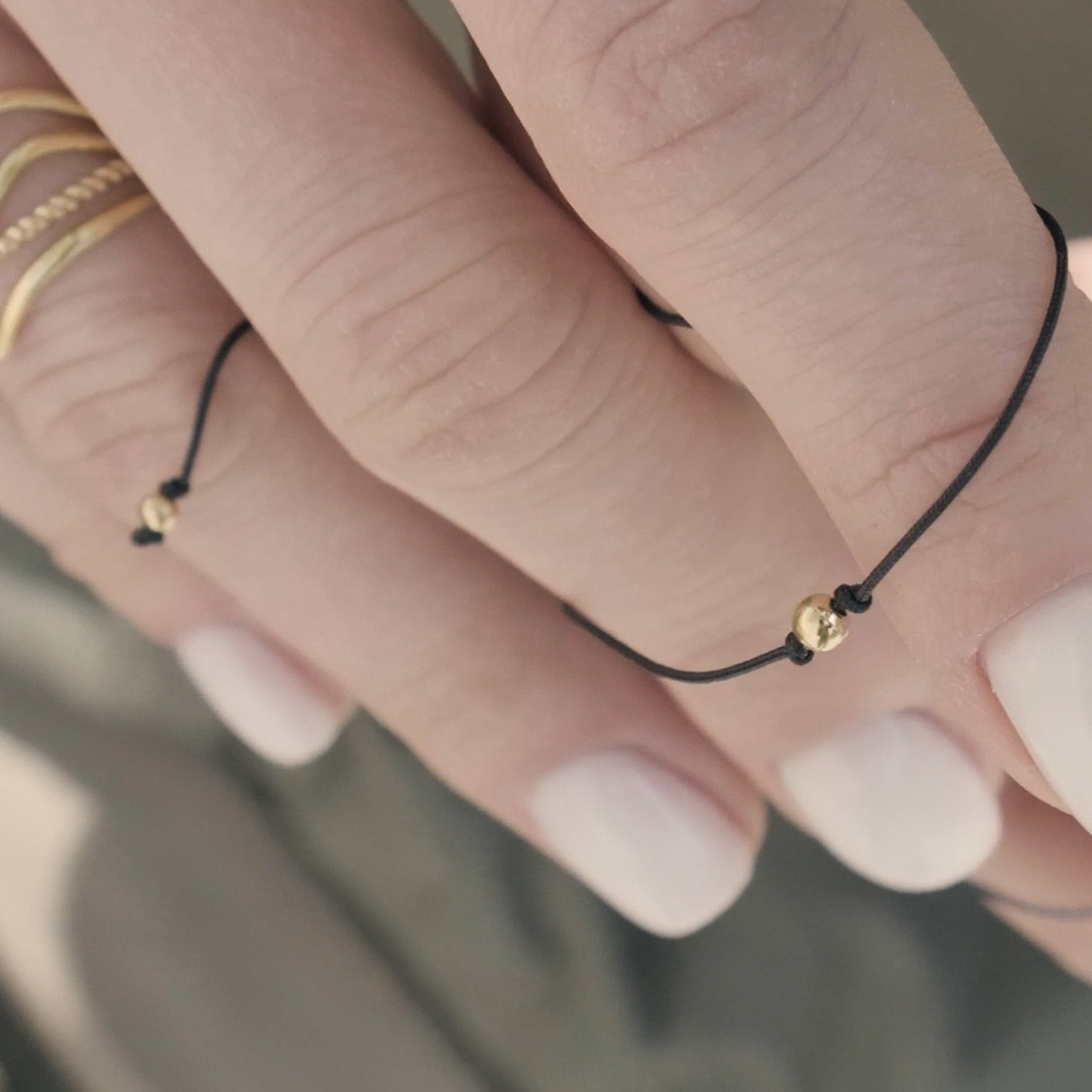 Bransoletka LUCKY BLACK srebrna pozłacana