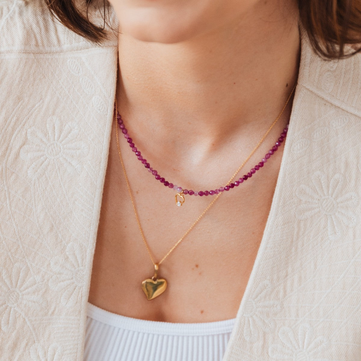 Naszyjnik VIOLET srebrny pozłacany