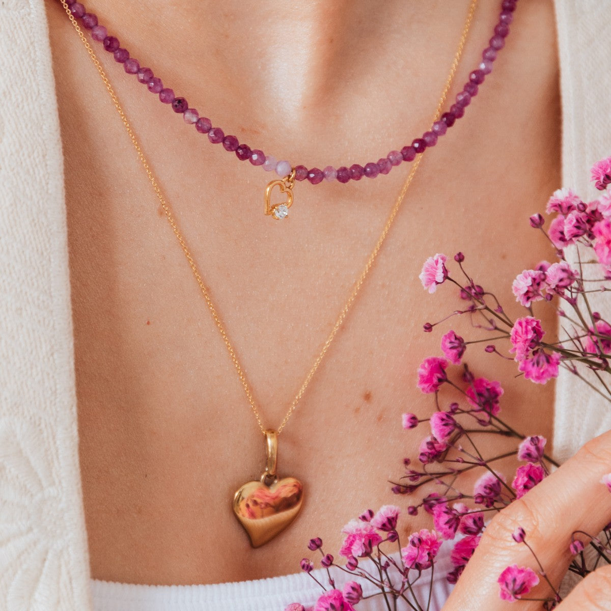 Naszyjnik VIOLET srebrny pozłacany