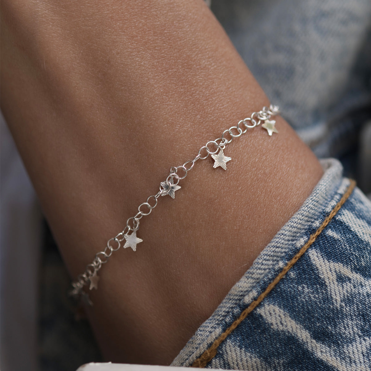 Bransoletka gwiazdki STARS srebrna