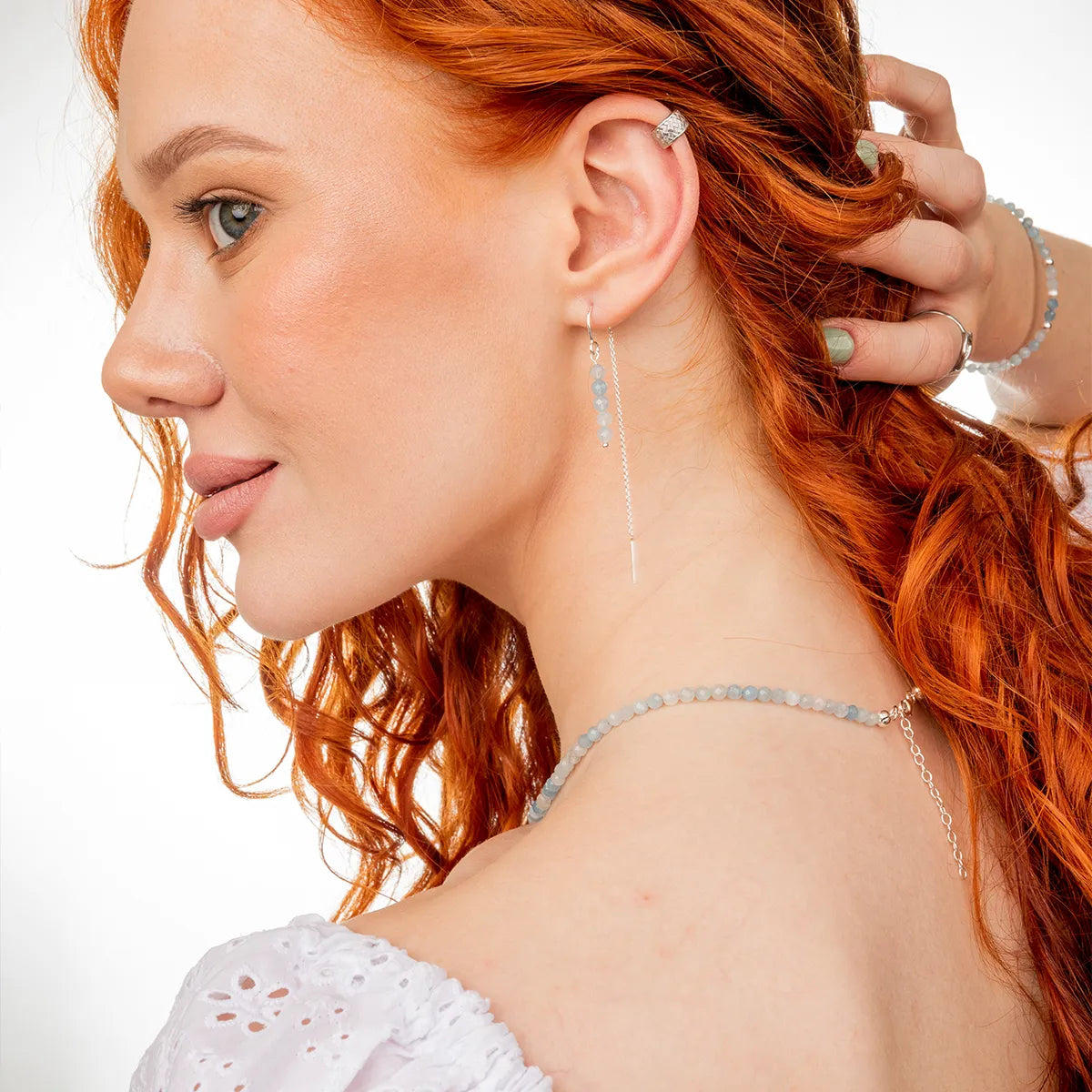 Naszyjnik SUMMER z błękitnym akwamarynem srebrny