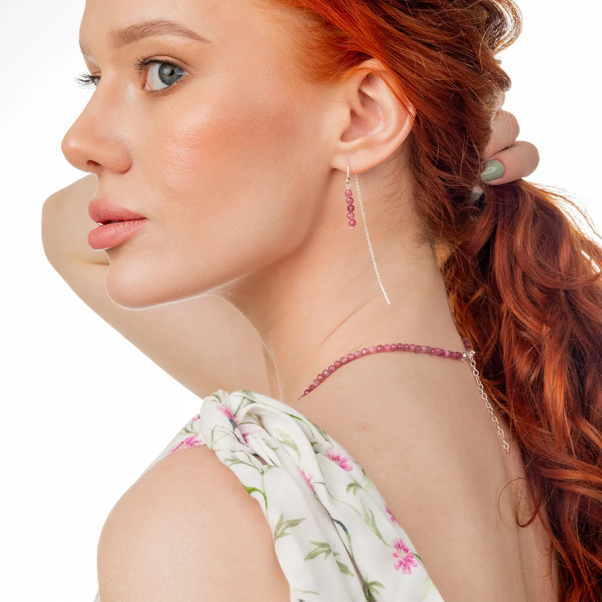 Naszyjnik SUMMER z różowym turmalinem srebrny