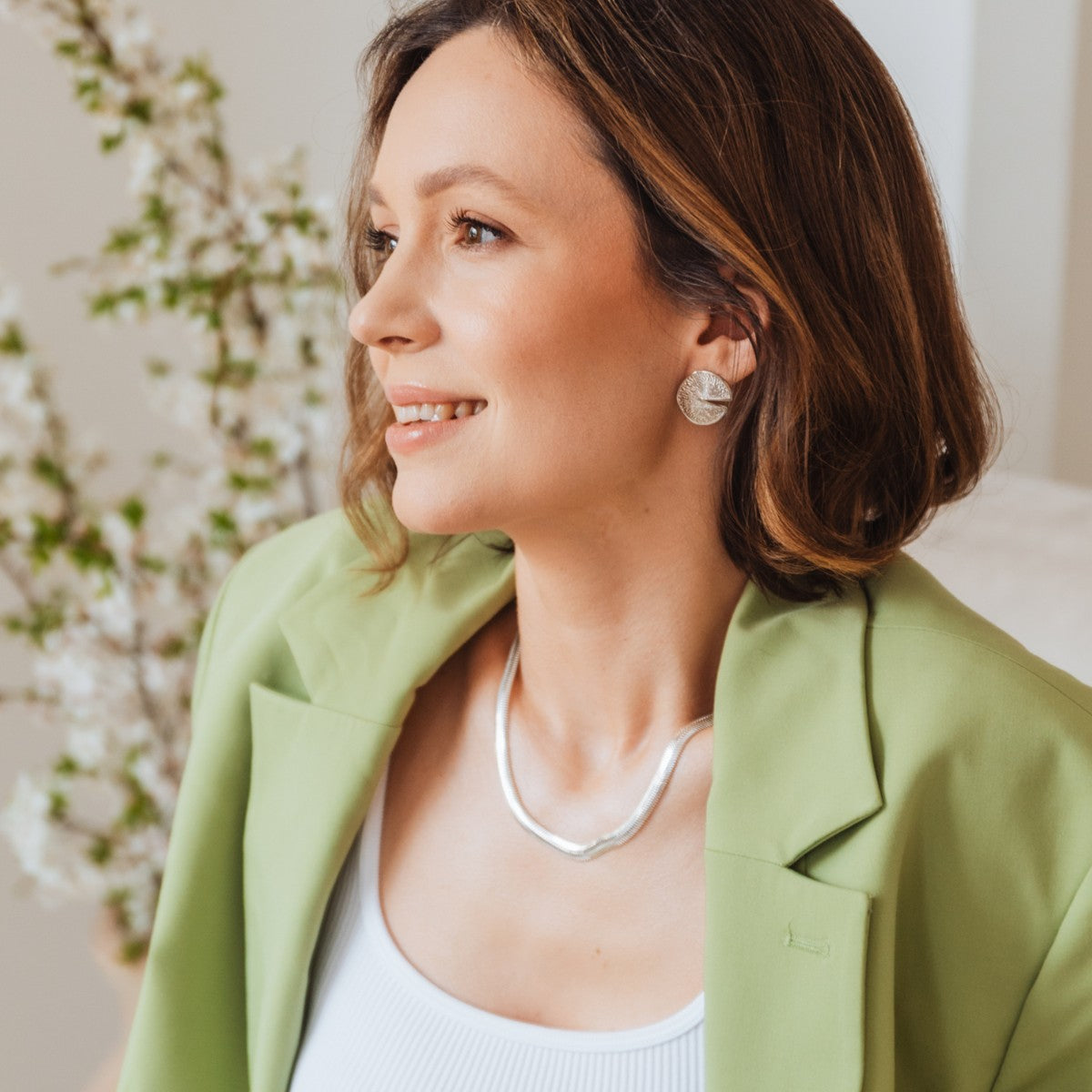 Kolczyki NOMA białe złoto