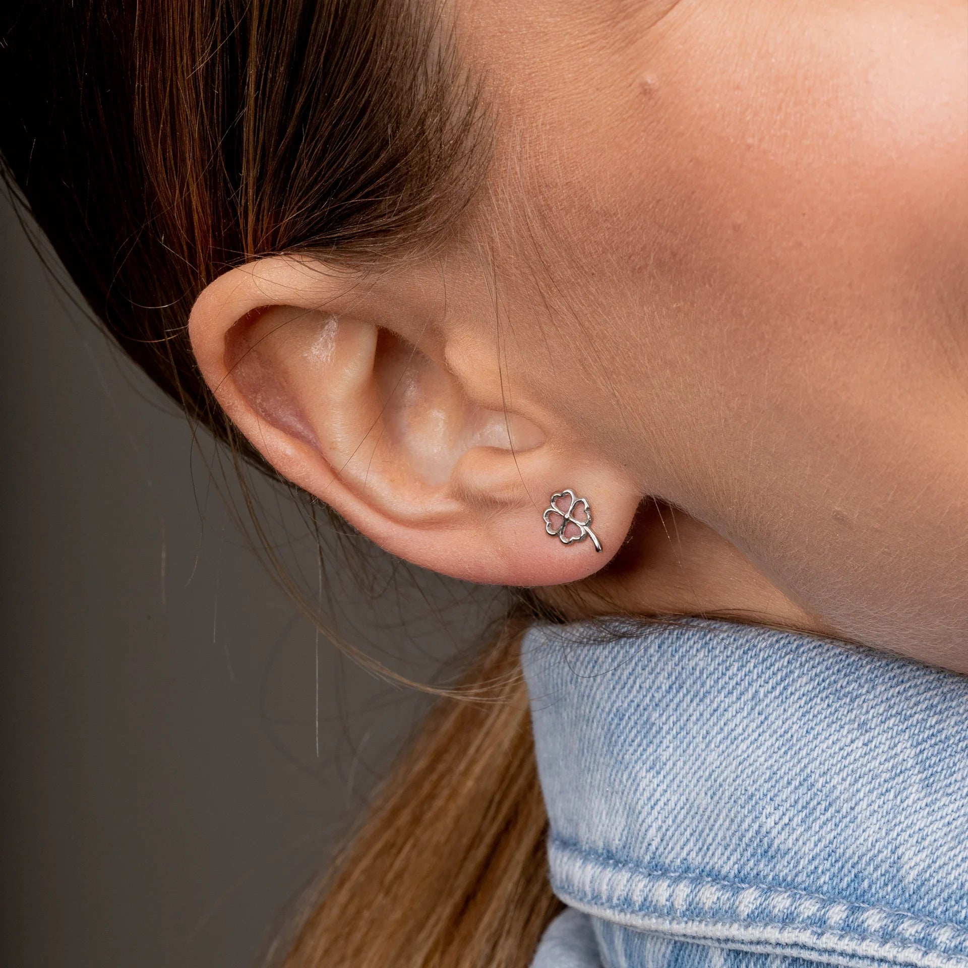 Kolczyki koniczynki CLOVER białe złoto