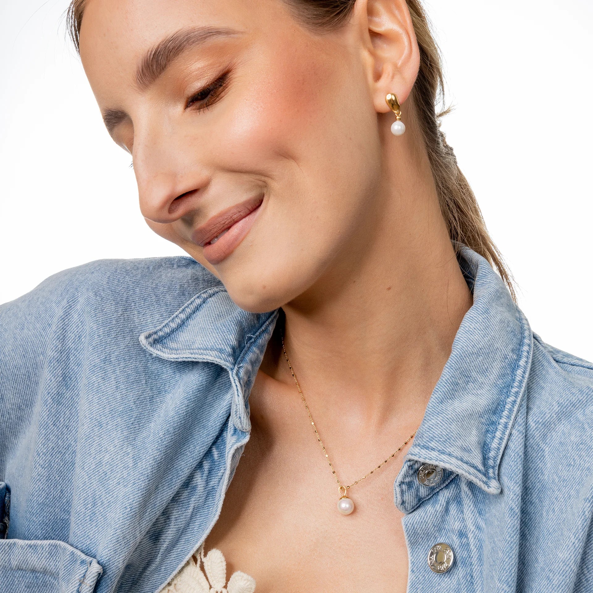 Łańcuszek CAROLINE srebrny pozłacany - 45 cm