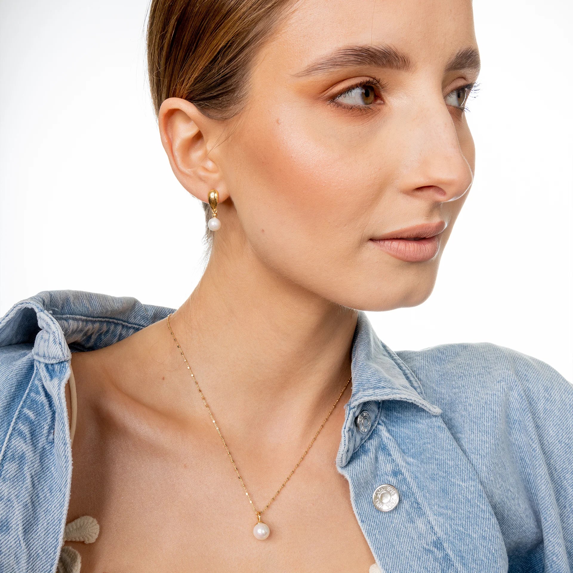 Zawieszka perła PEARLS srebrna pozłacana