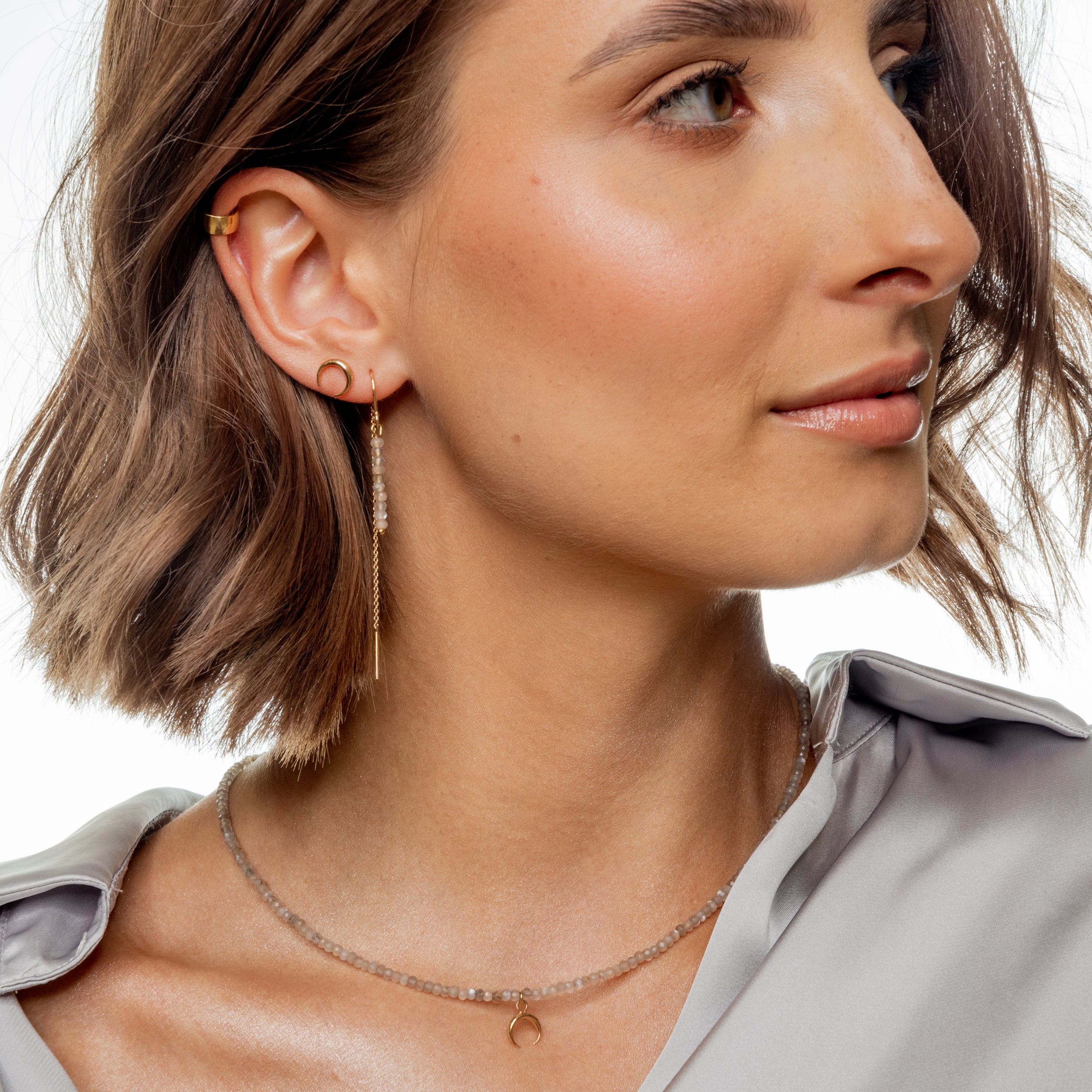 Naszyjnik LUNA z kamieniem księżycowym srebrny pozłacany