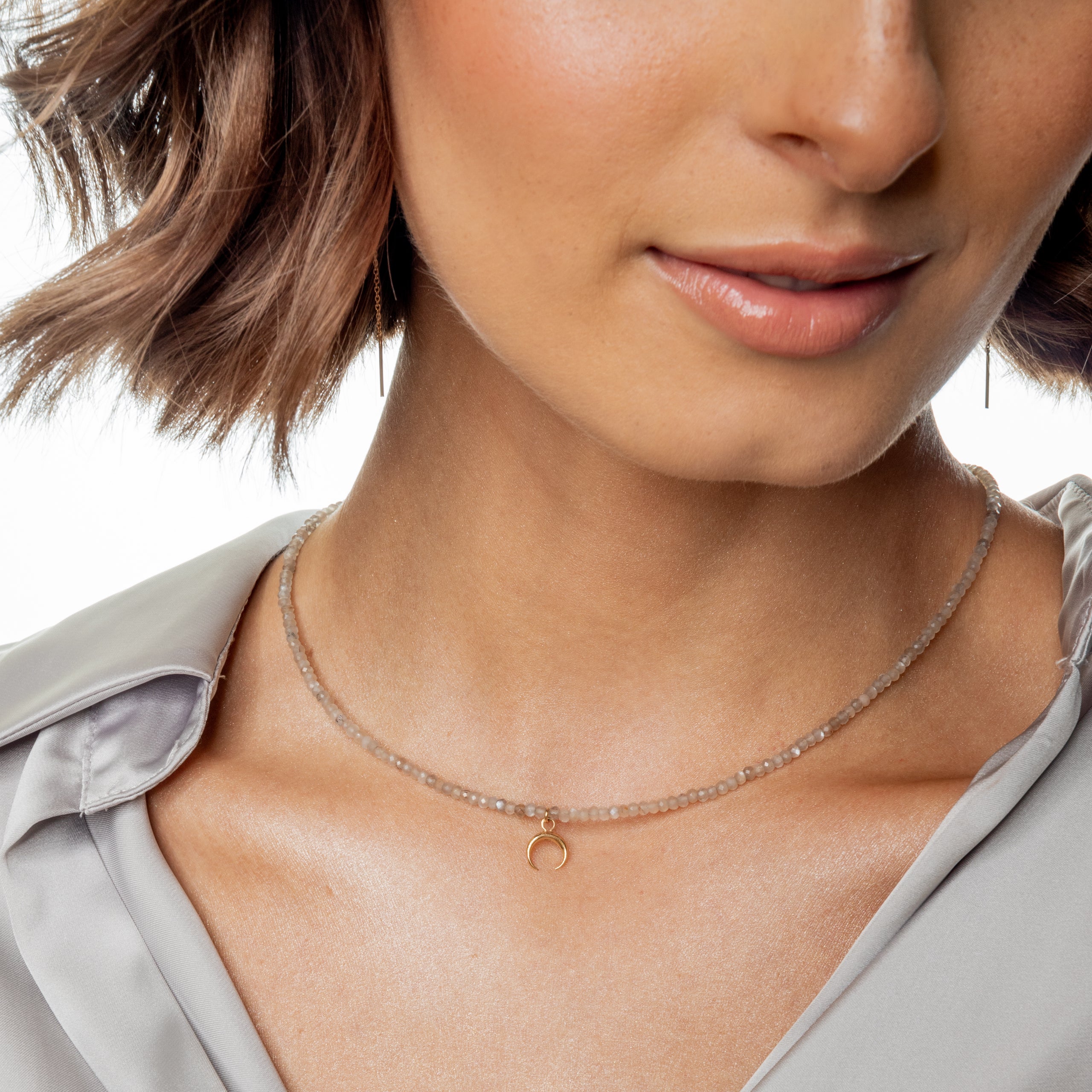 Naszyjnik LUNA z kamieniem księżycowym srebrny pozłacany