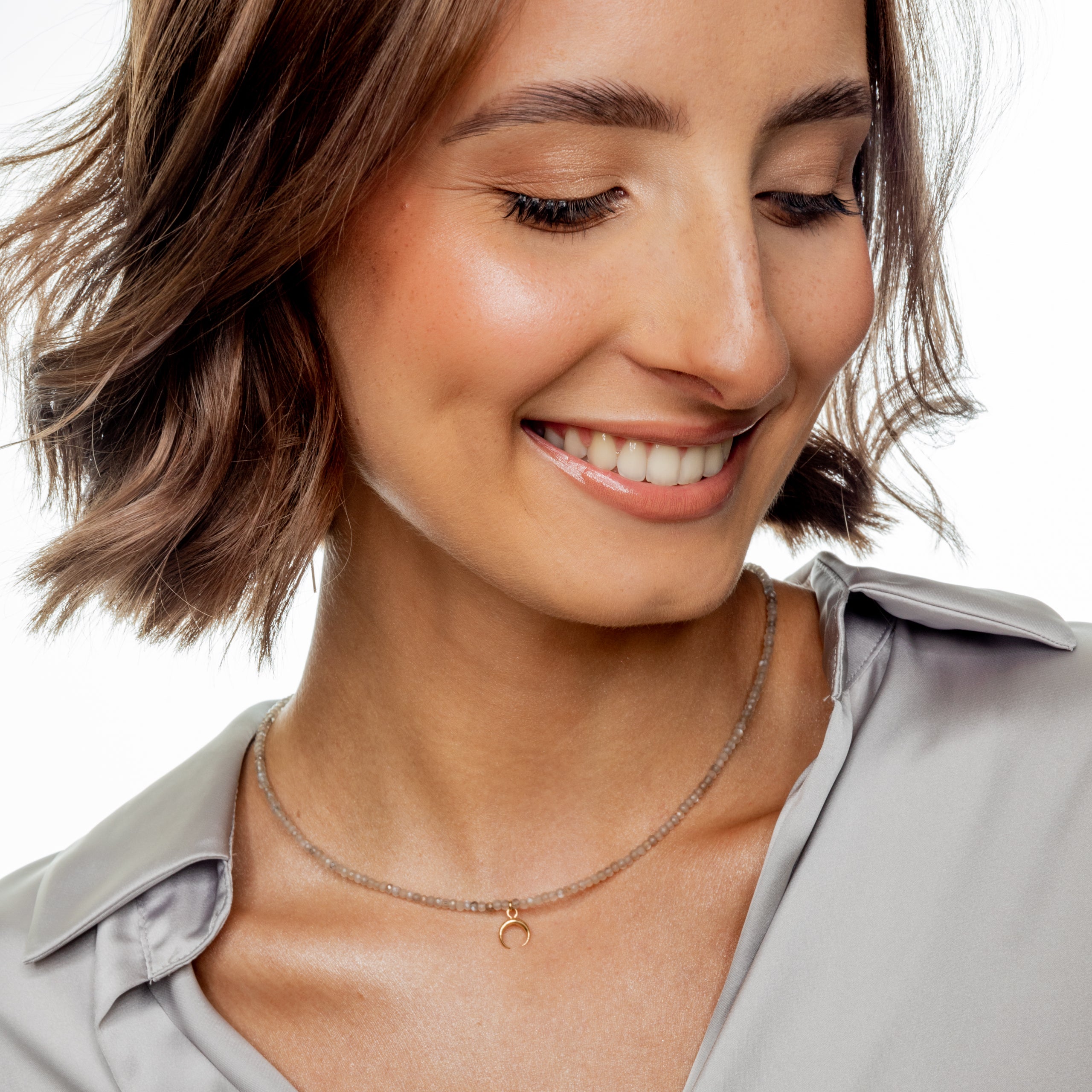 Naszyjnik LUNA z kamieniem księżycowym srebrny pozłacany