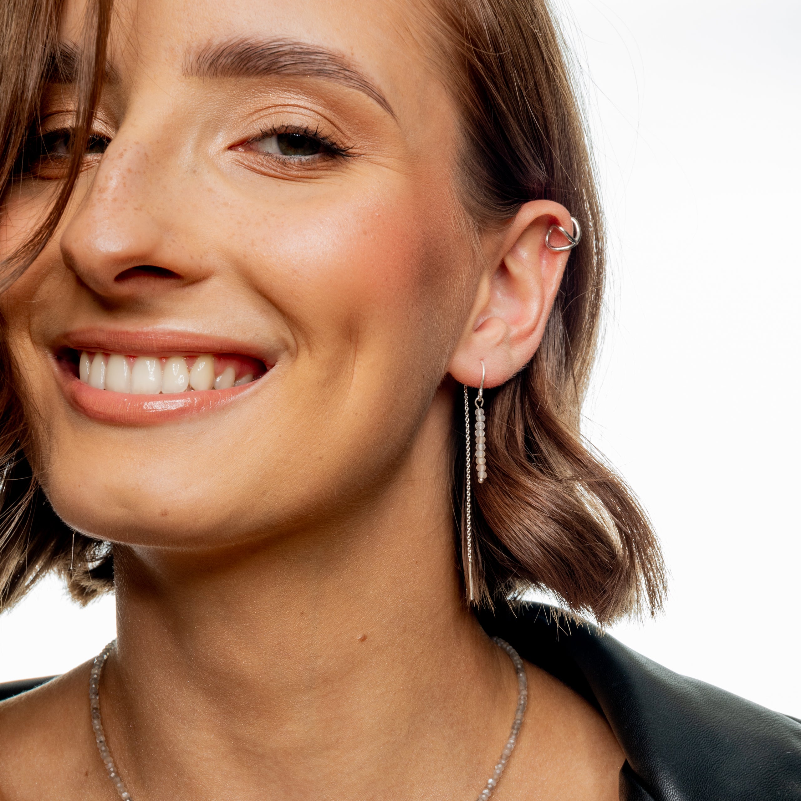 Kolczyki LUNA z kamieniem księżycowym srebrne