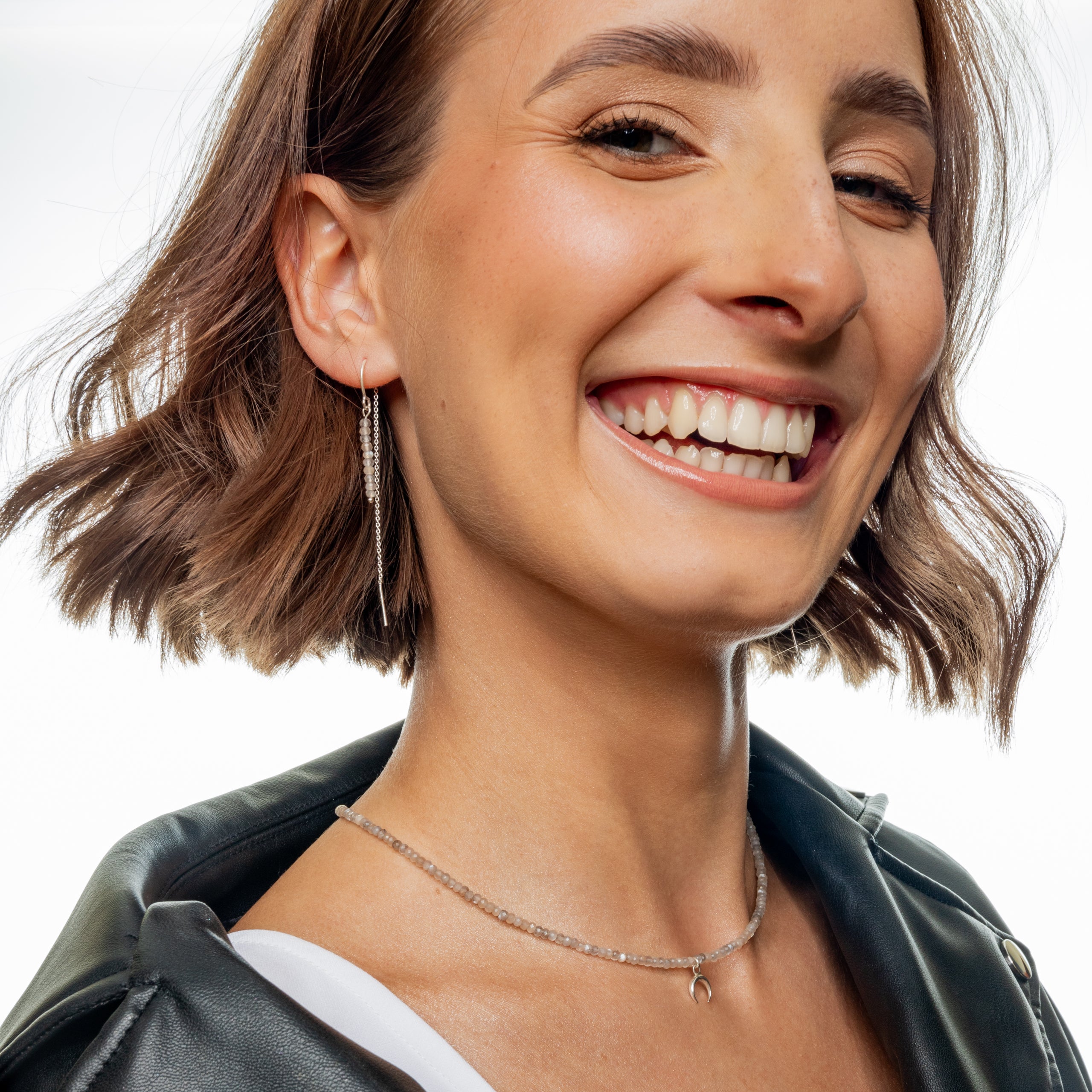 Kolczyki LUNA z kamieniem księżycowym srebrne