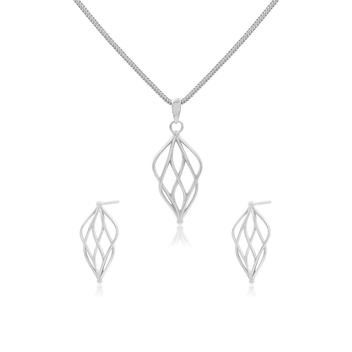 Zestaw INFINI 2 srebrny - kolczyki, zawieszka i łańcuszek