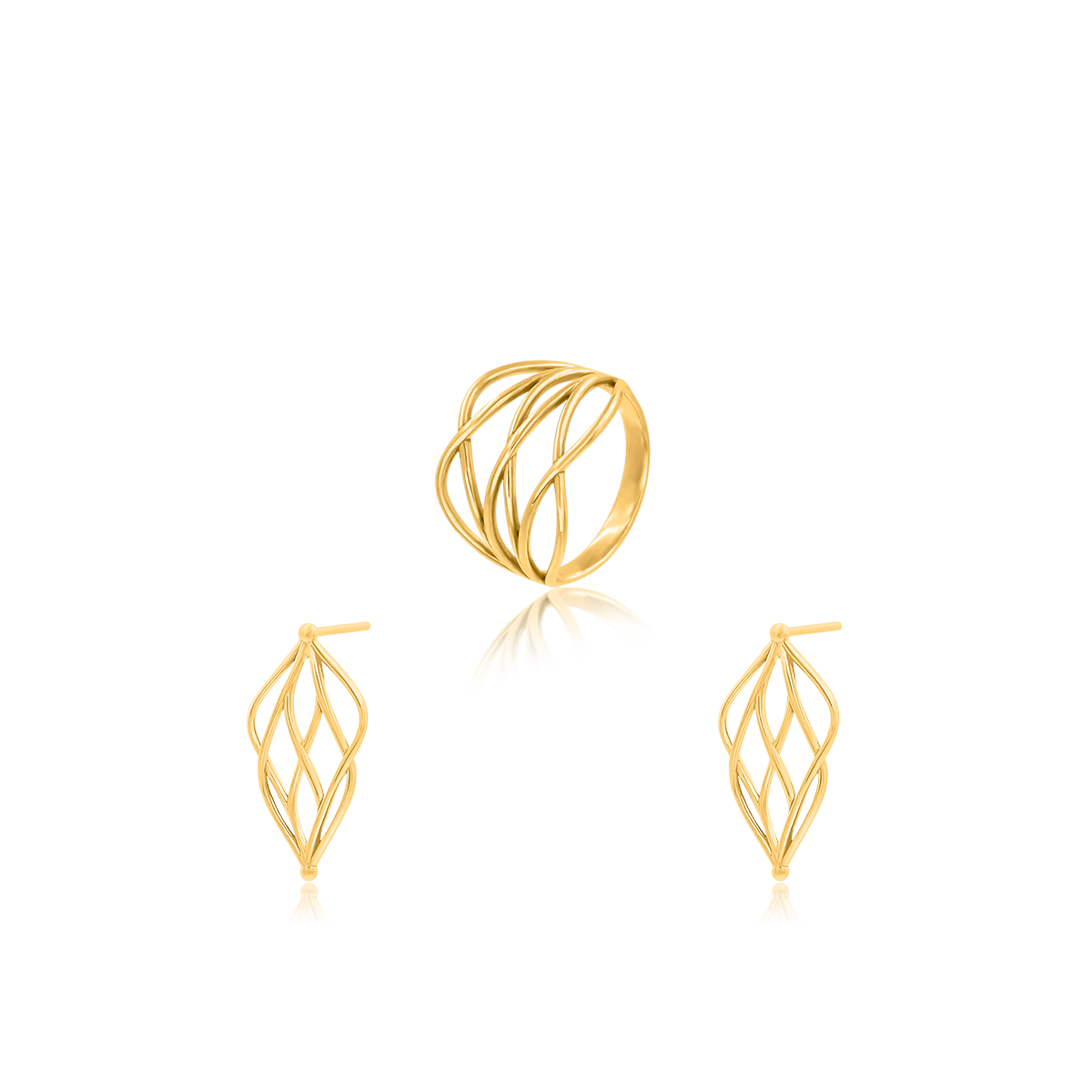 Zestaw INFINI 1 srebrny pozłacany - kolczyki i pierścionek