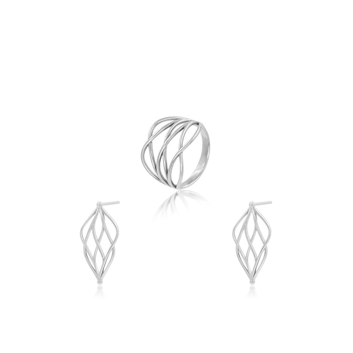 Zestaw INFINI 1 srebrny - kolczyki i pierścionek