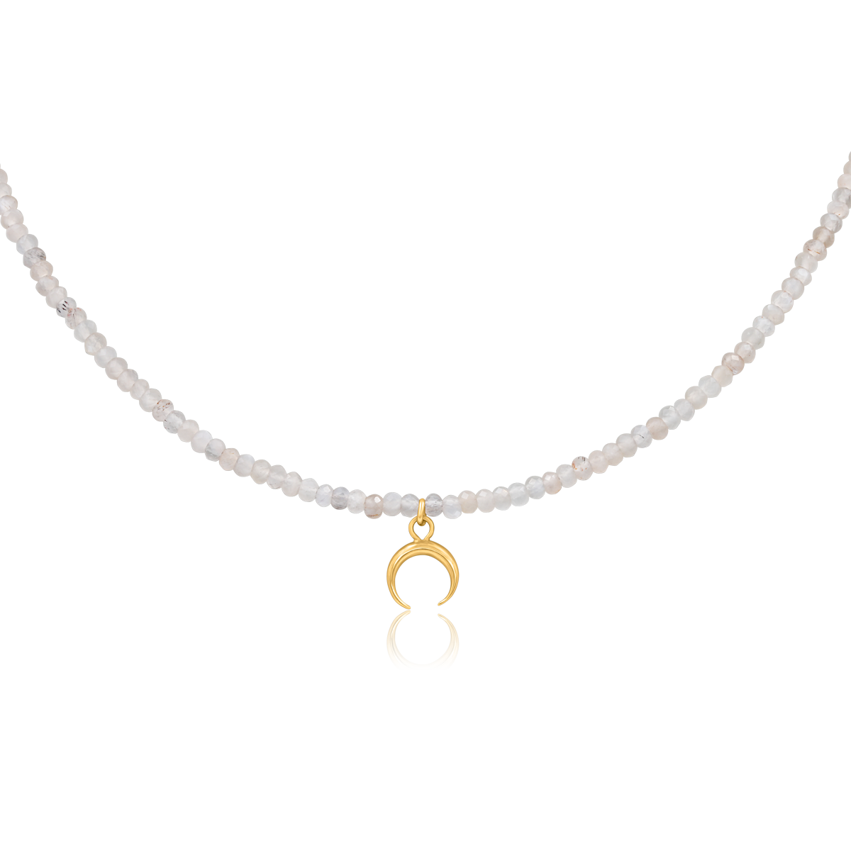 Naszyjnik LUNA z kamieniem księżycowym srebrny pozłacany