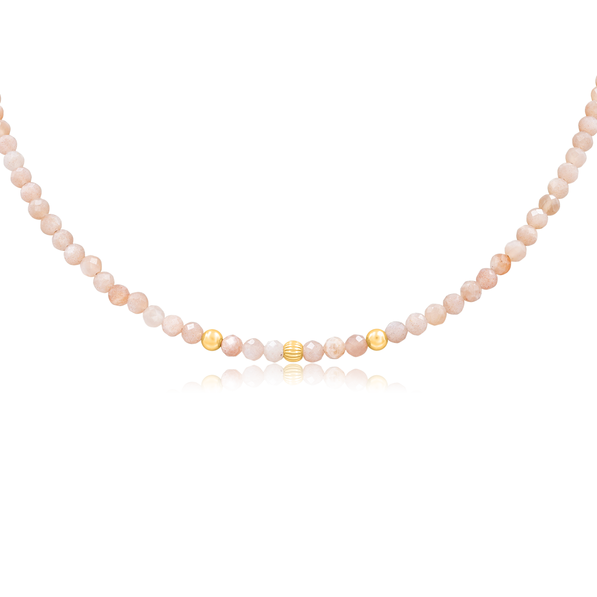 Naszyjnik PEACH z kamieniem słonecznym srebrny pozłacany