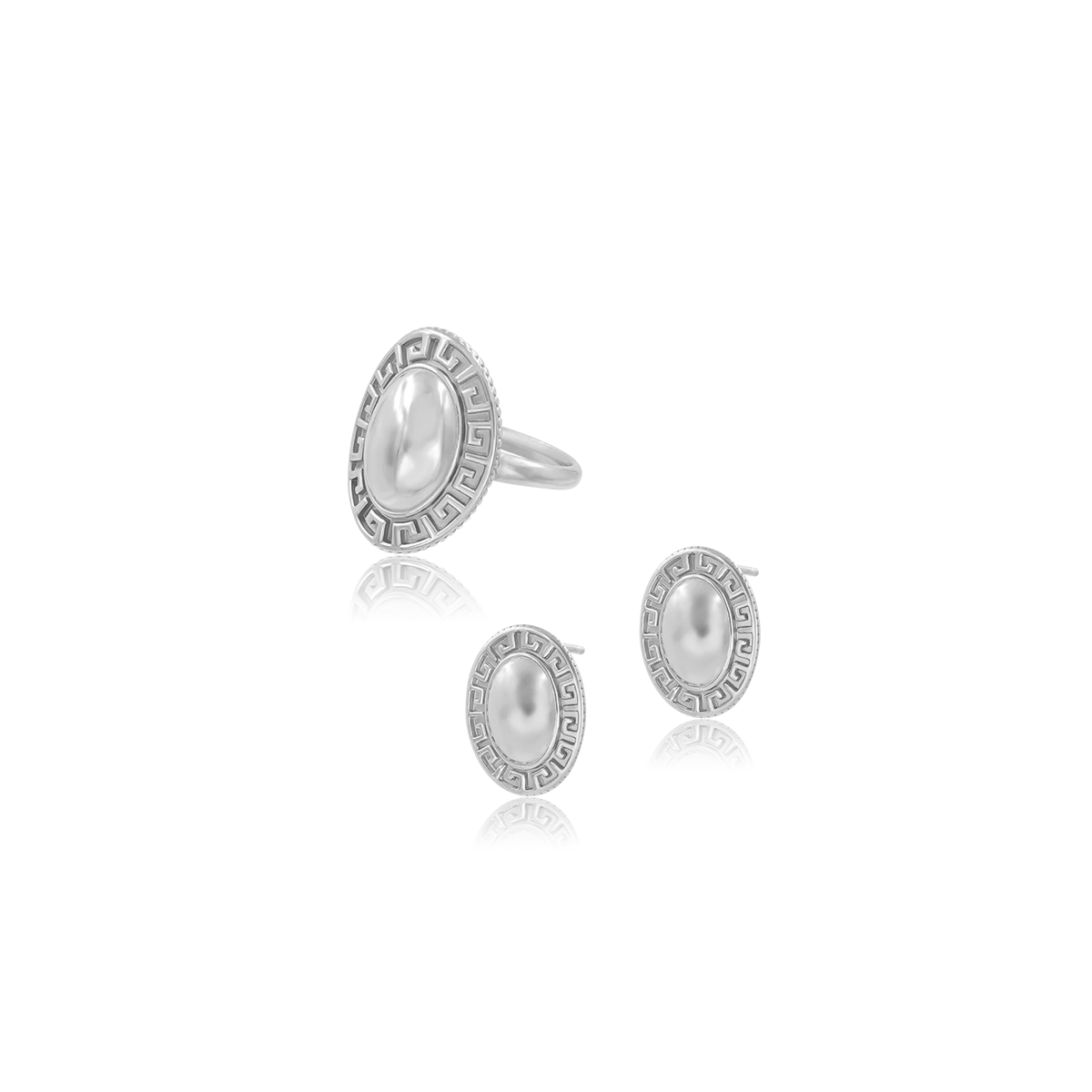 Zestaw ZOE 1 srebrny - kolczyki i pierścionek