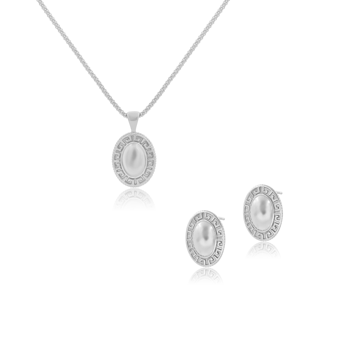 Zestaw ZOE 2 srebrny - kolczyki, zawieszka i łańcuszek