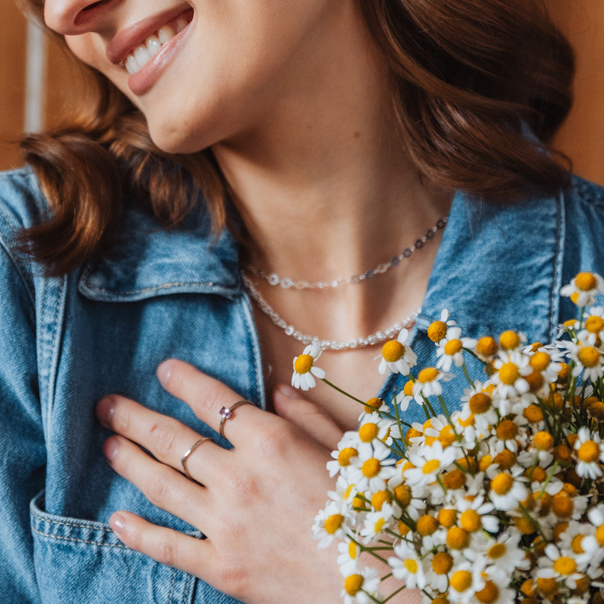 Pierścionek AMETYST białe złoto