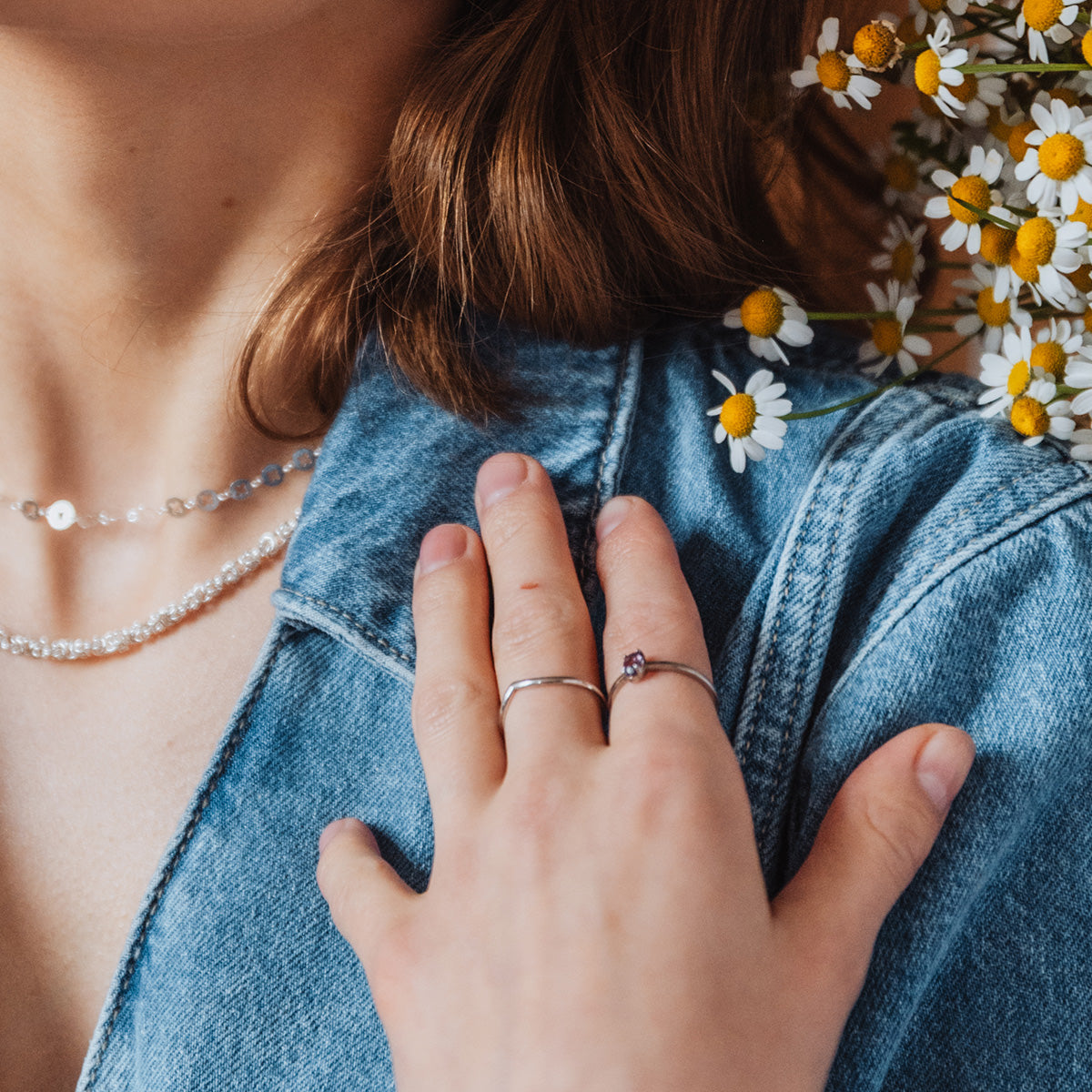 Pierścionek AMETYST srebrny