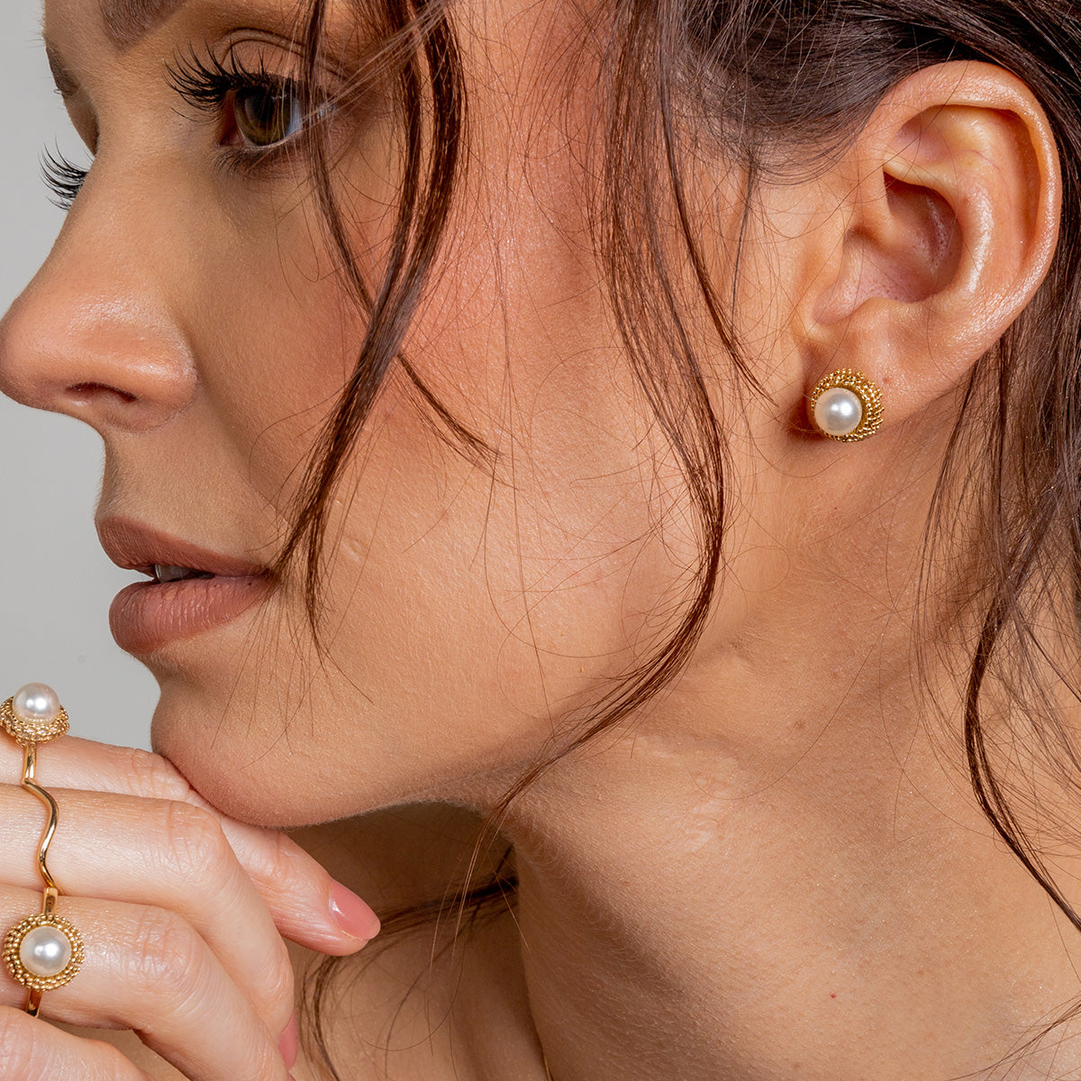 Kolczyki z perłą AUDREY srebrne pozłacane