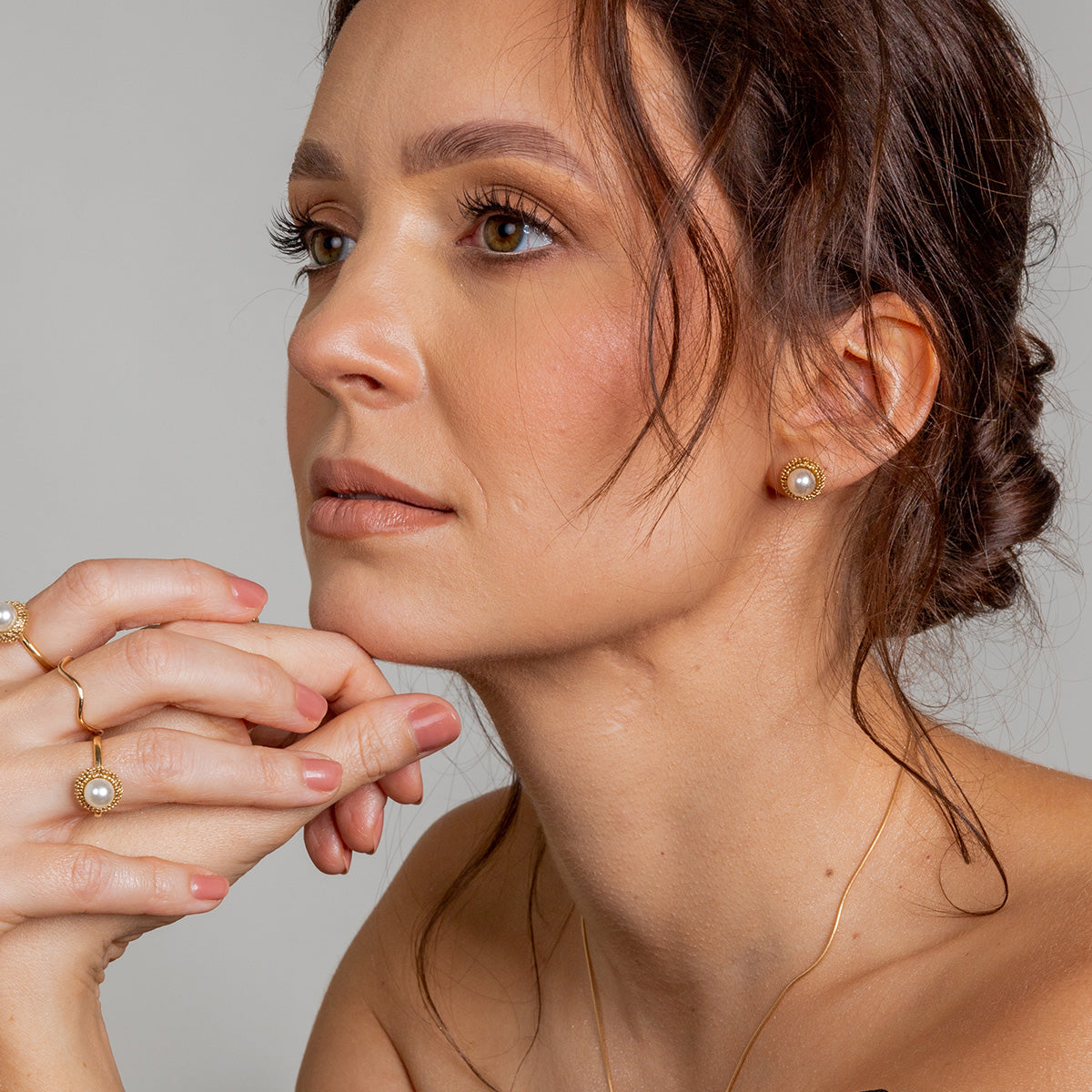 Kolczyki z perłą AUDREY srebrne pozłacane