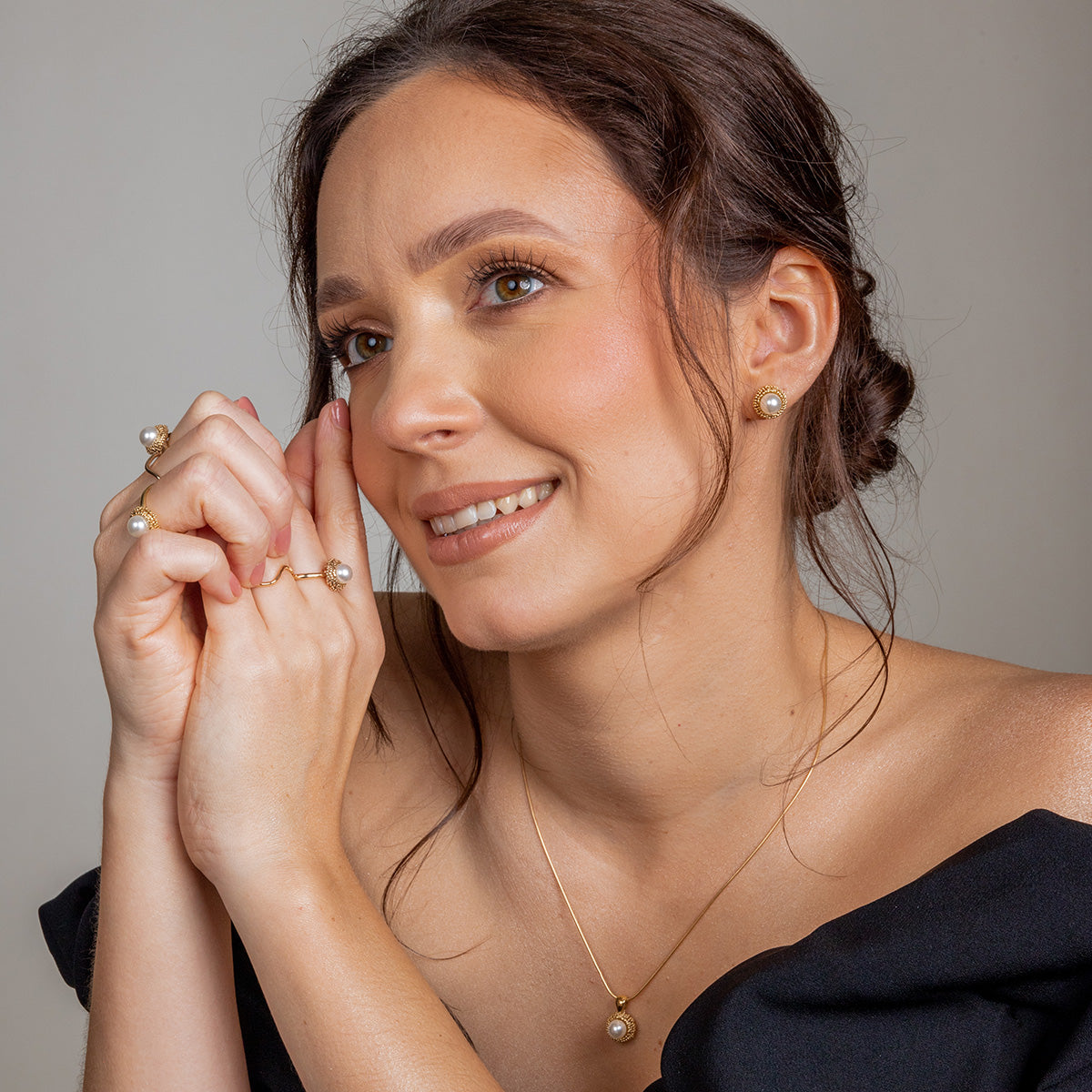 Kolczyki z perłą AUDREY srebrne pozłacane