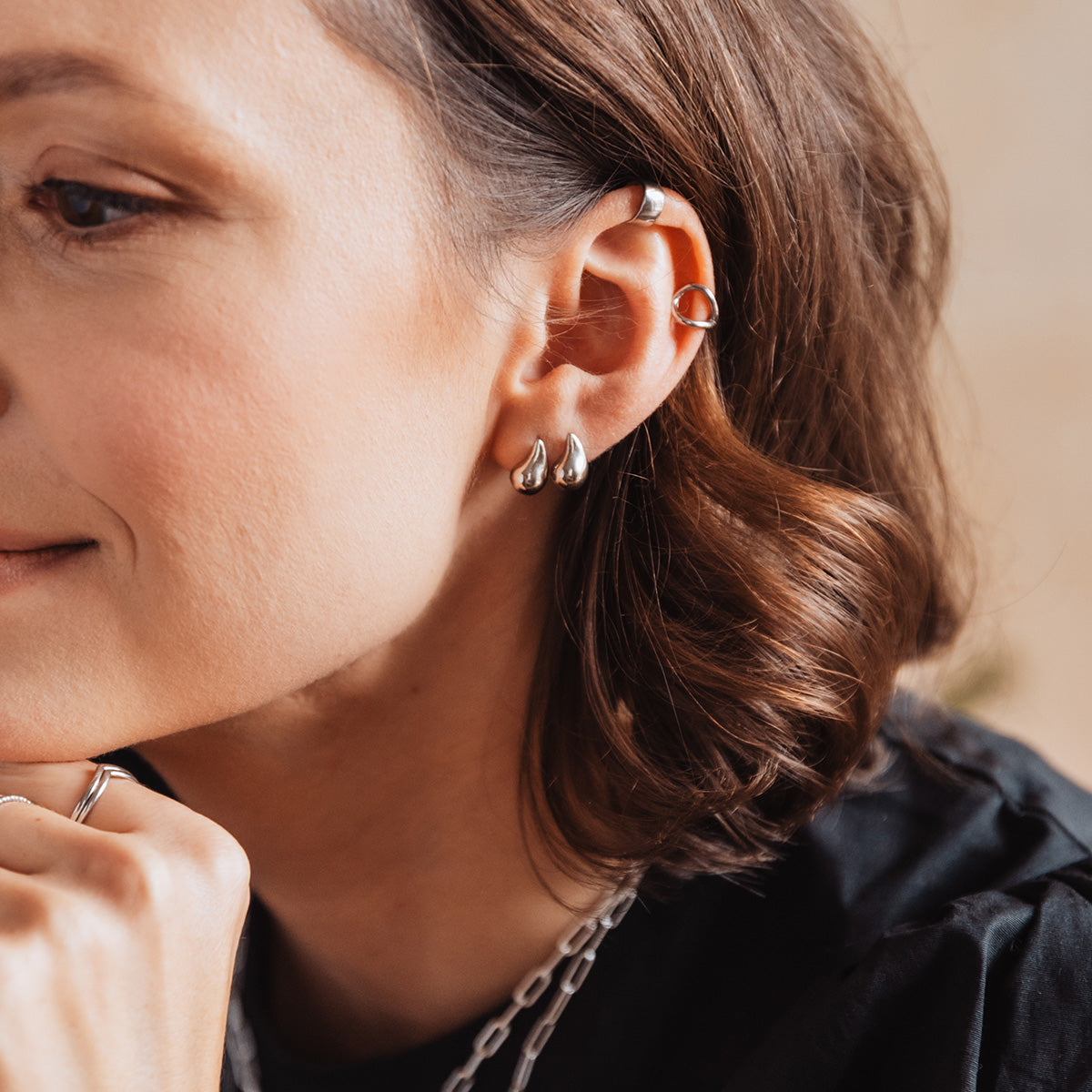 Kolczyki krople DRIP białe złoto