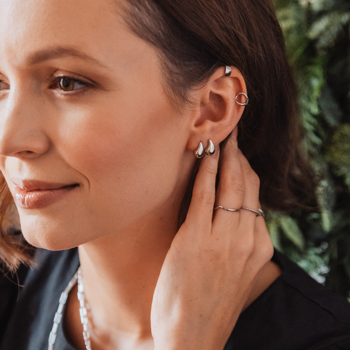 Kolczyki krople DRIP białe złoto