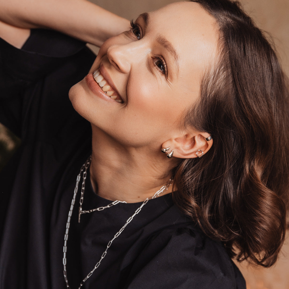 Kolczyki krople DRIP białe złoto