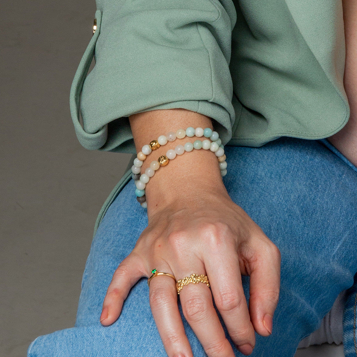 Bransoletka AURORA GREEN srebrna pozłacana