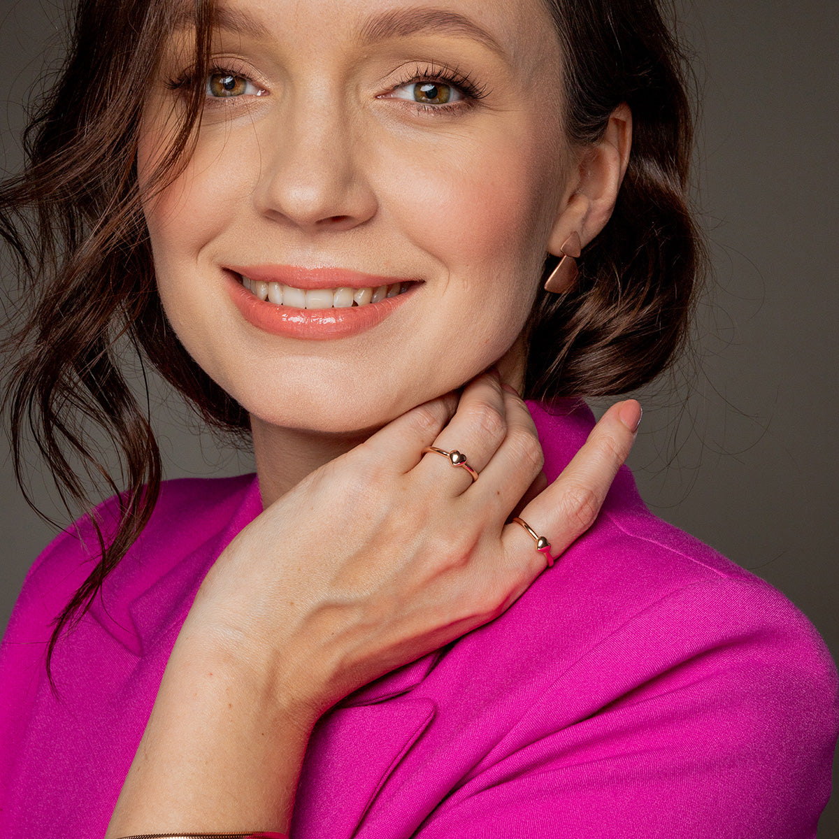 Pierścionek HONEY srebrny pozłacany na różowo