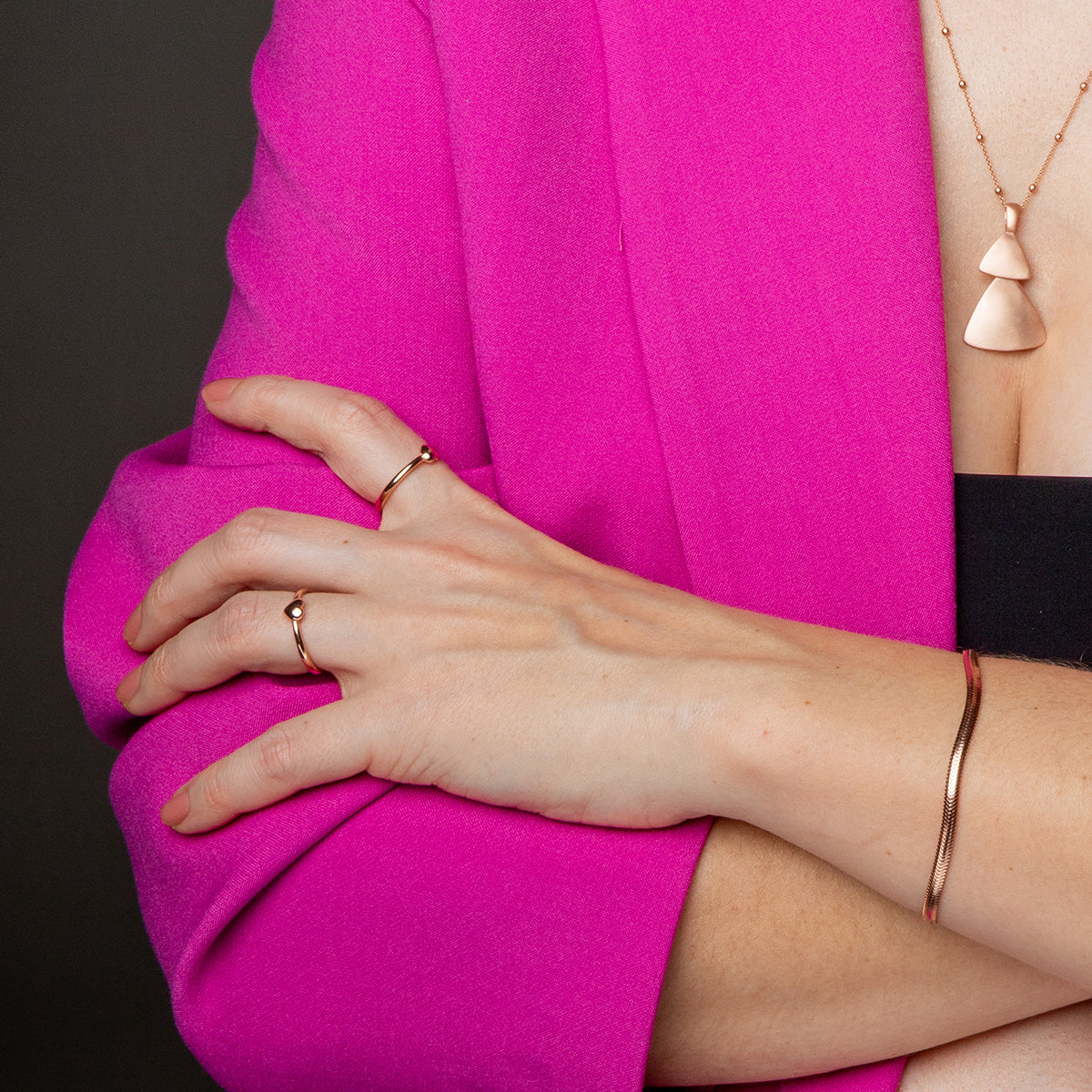 Pierścionek HONEY srebrny pozłacany na różowo