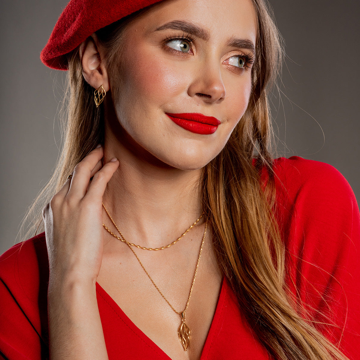 Zestaw INFINI 2 srebrny pozłacany - kolczyki, zawieszka i łańcuszek