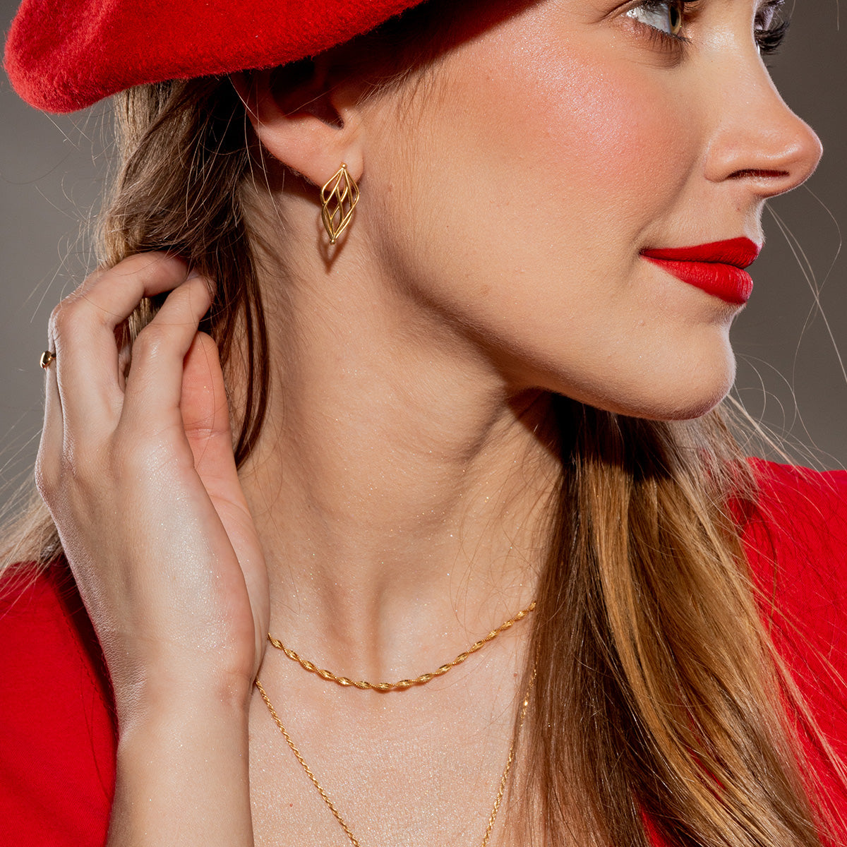 Zestaw INFINI 2 srebrny pozłacany - kolczyki, zawieszka i łańcuszek