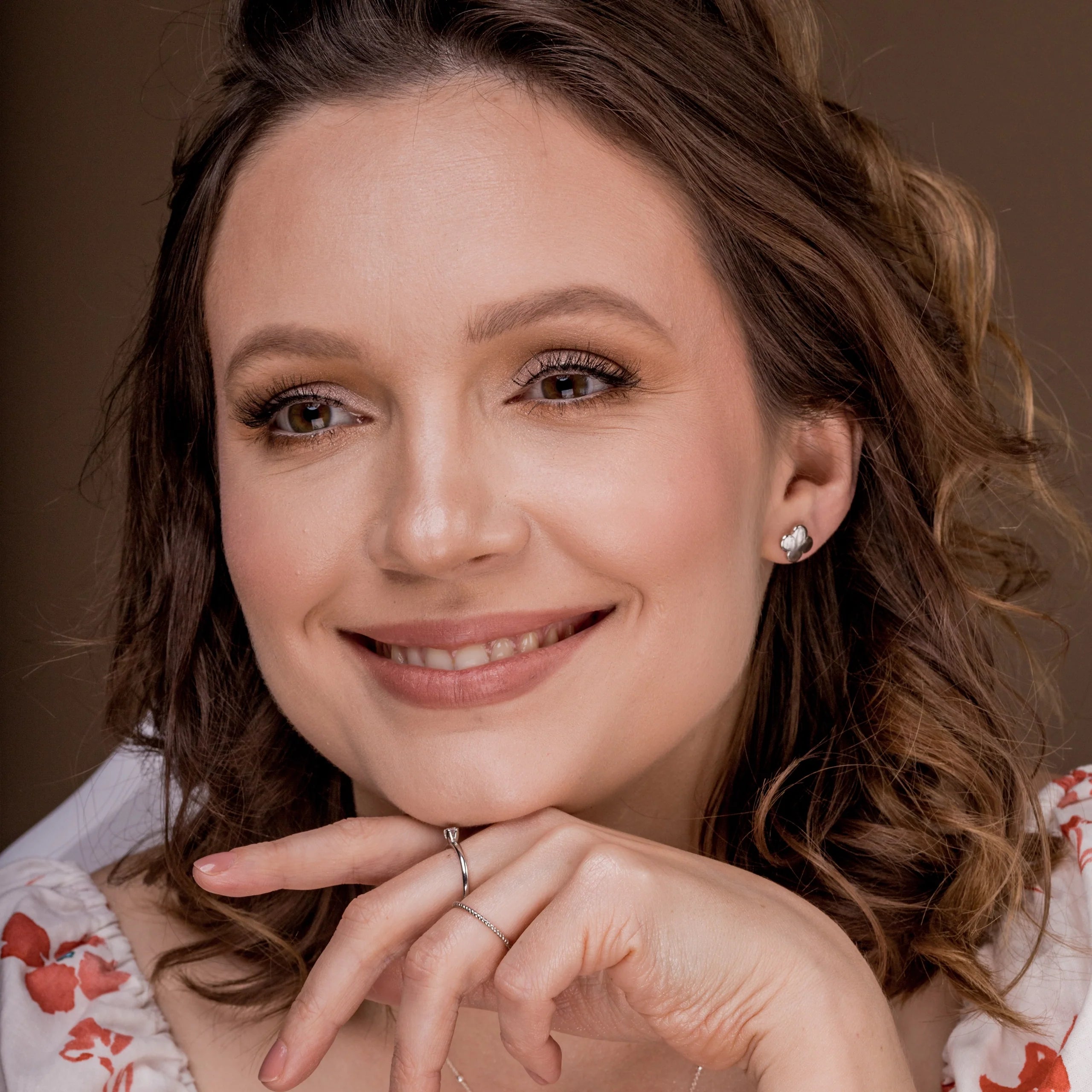 Kolczyki koniczyny LYA białe złoto