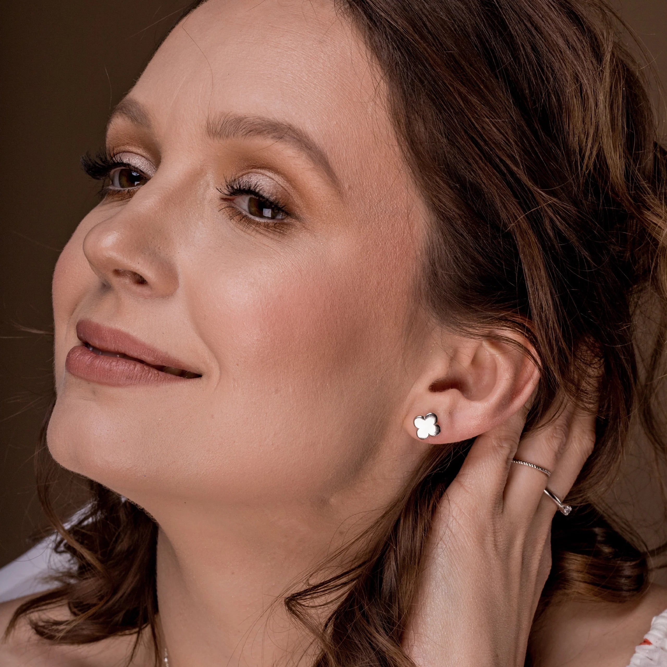 Kolczyki koniczyny LYA białe złoto