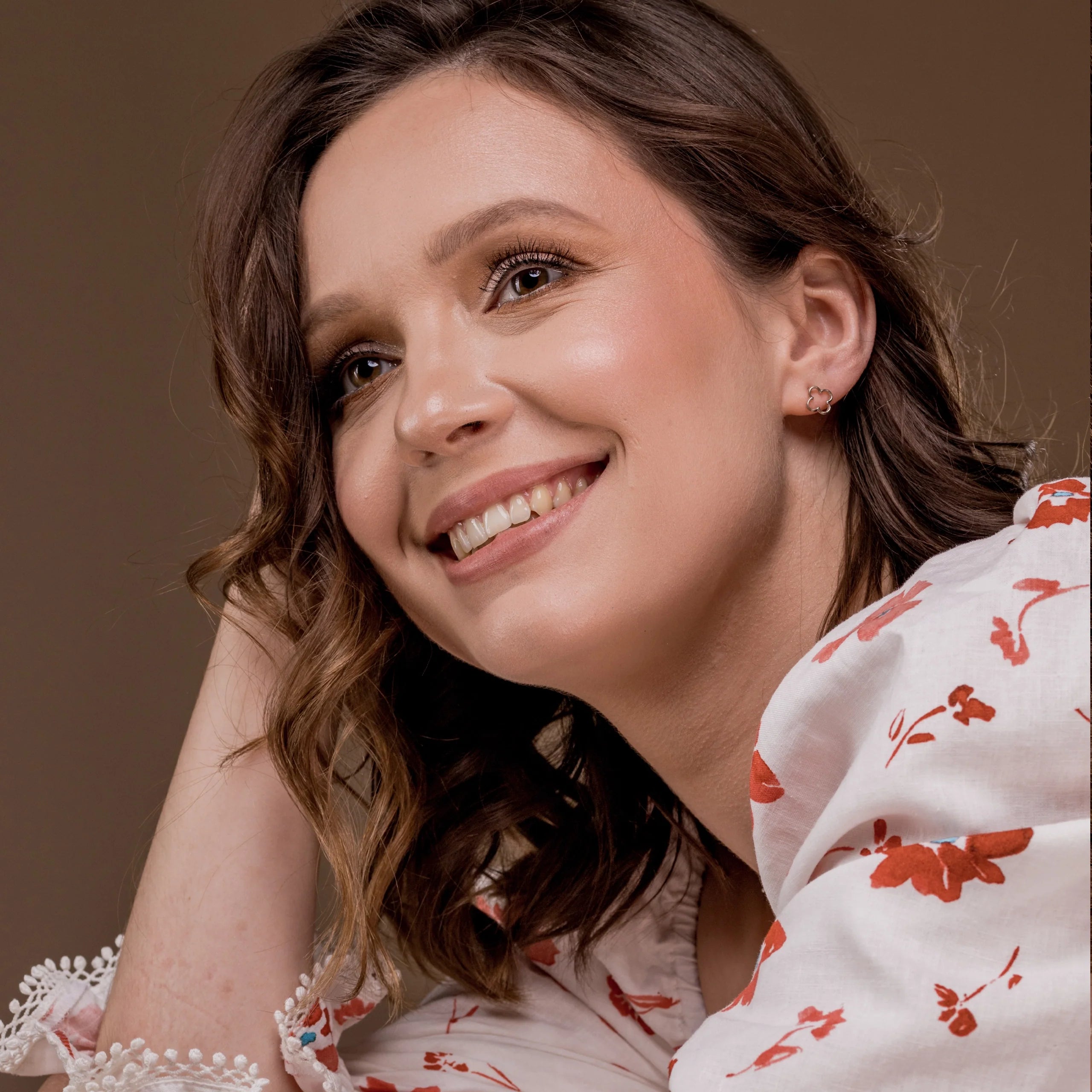 Kolczyki koniczyny LILY białe złoto