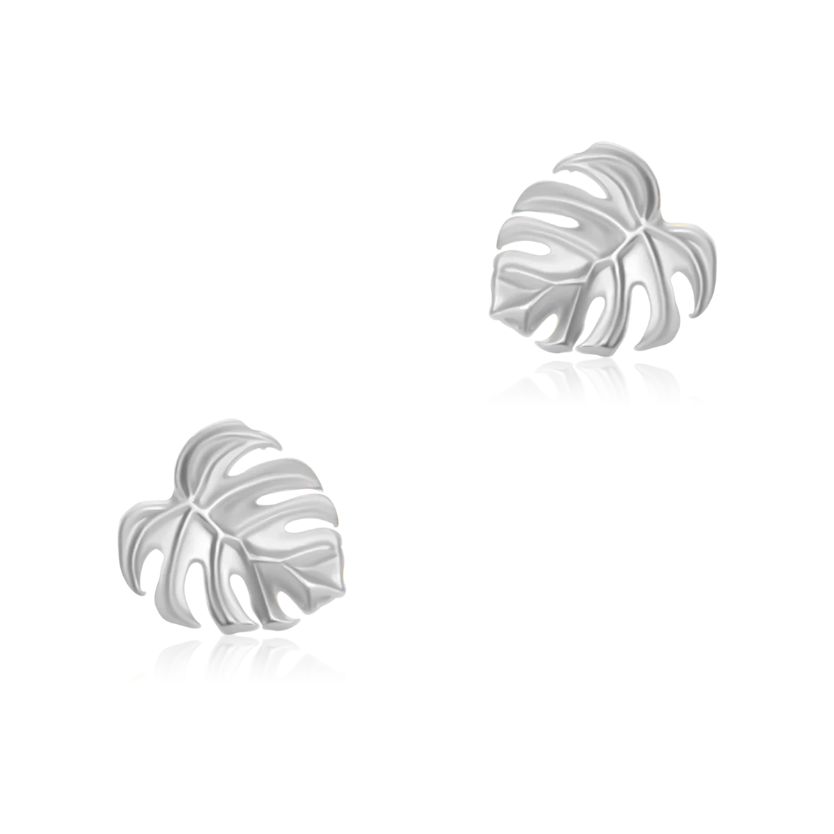 Kolczyki liście MONSTERA białe złoto