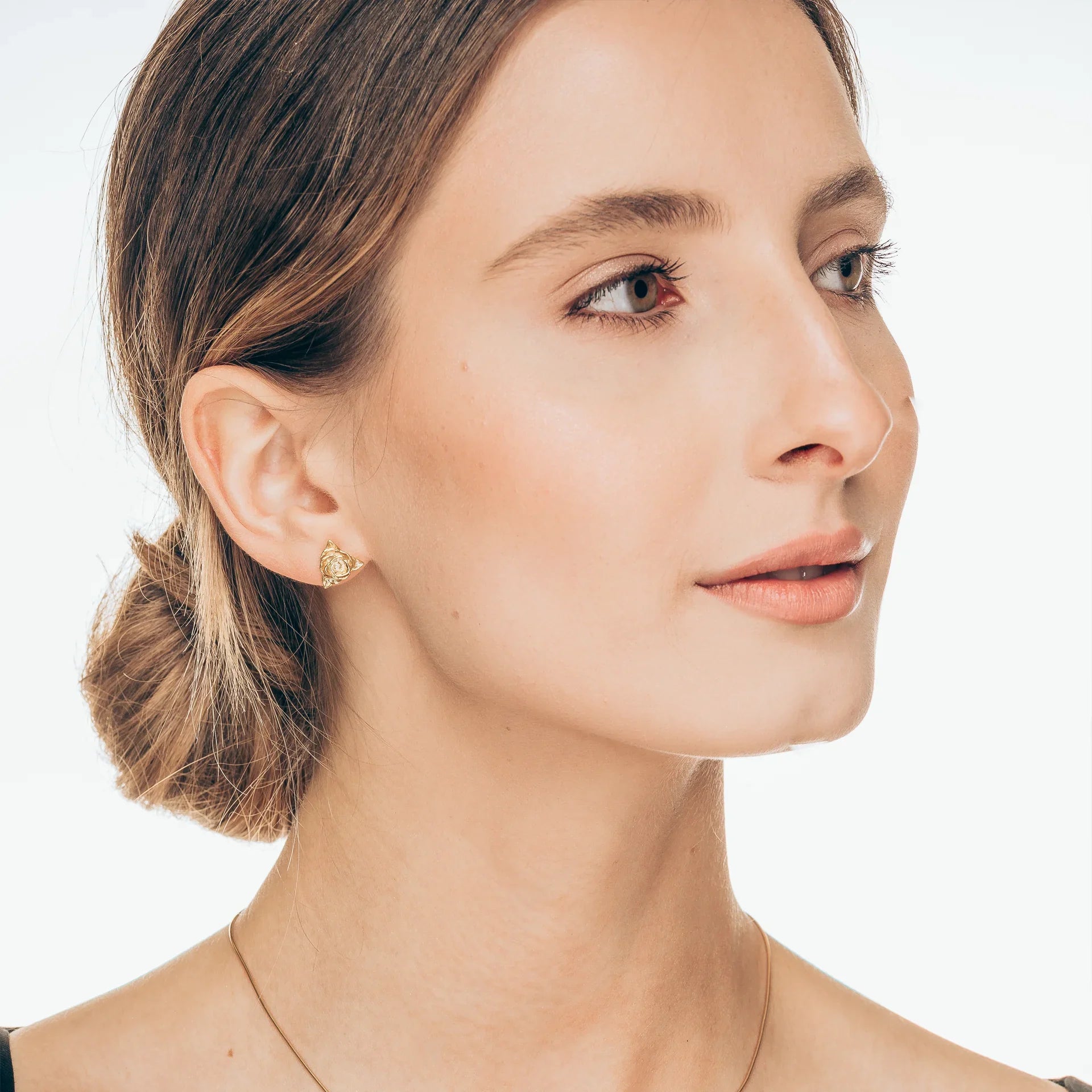 Kolczyki róże ROSE białe złoto