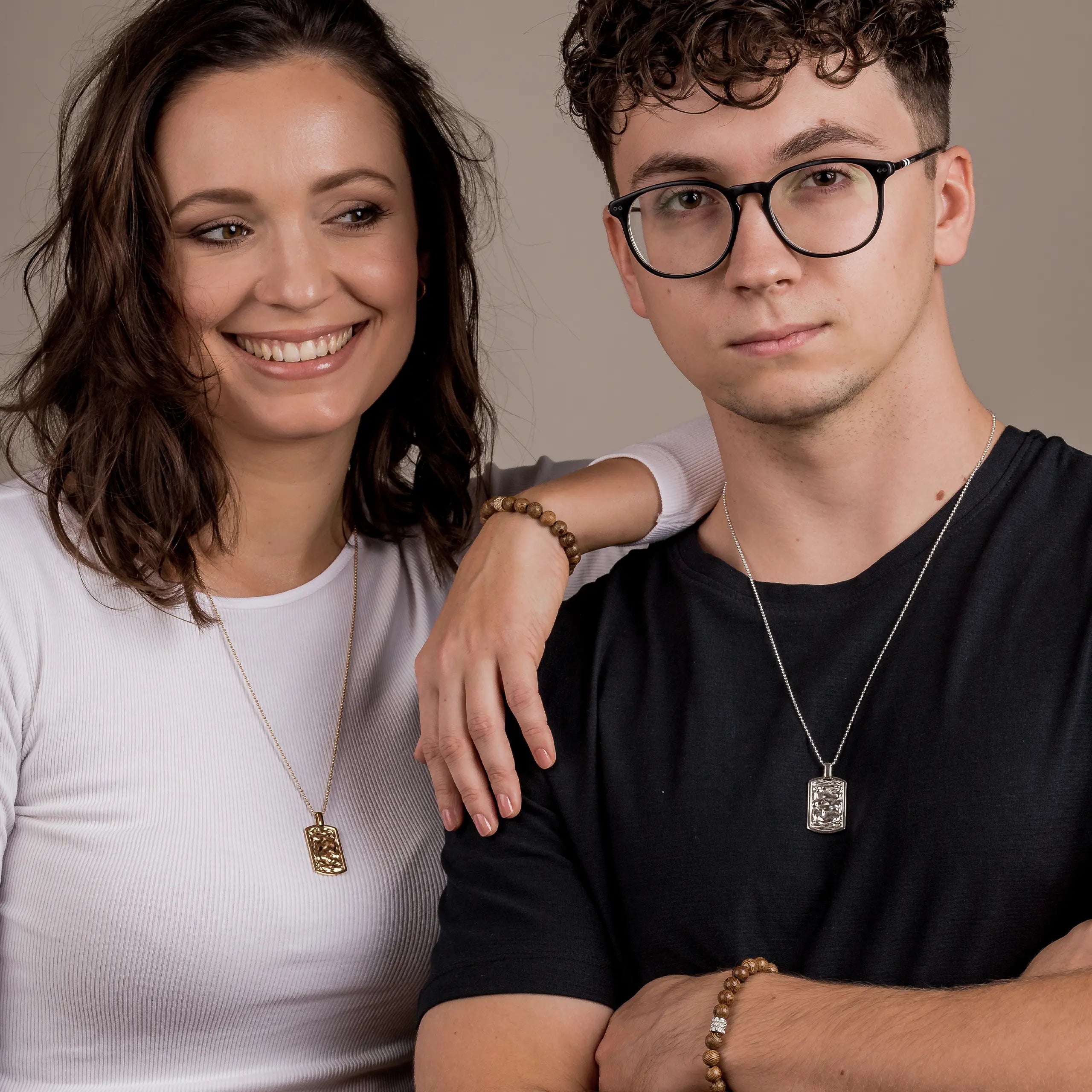 Zestaw UNISEX srebrny pozłacany - łańcuszek i zawieszka