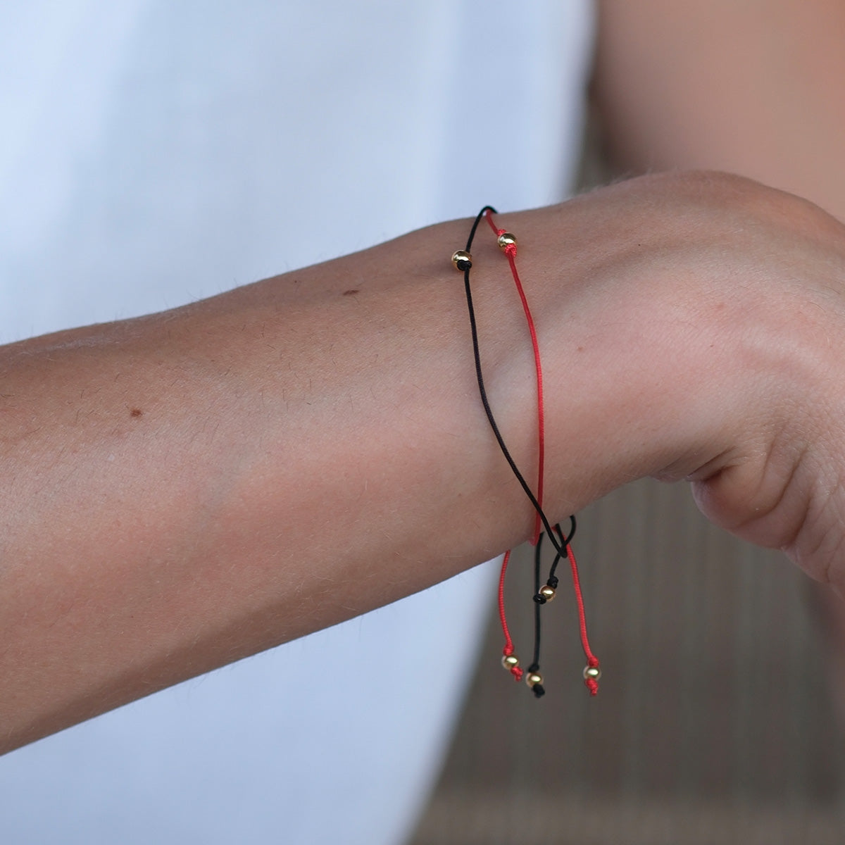 Bransoletka LUCKY RED srebrna pozłacana