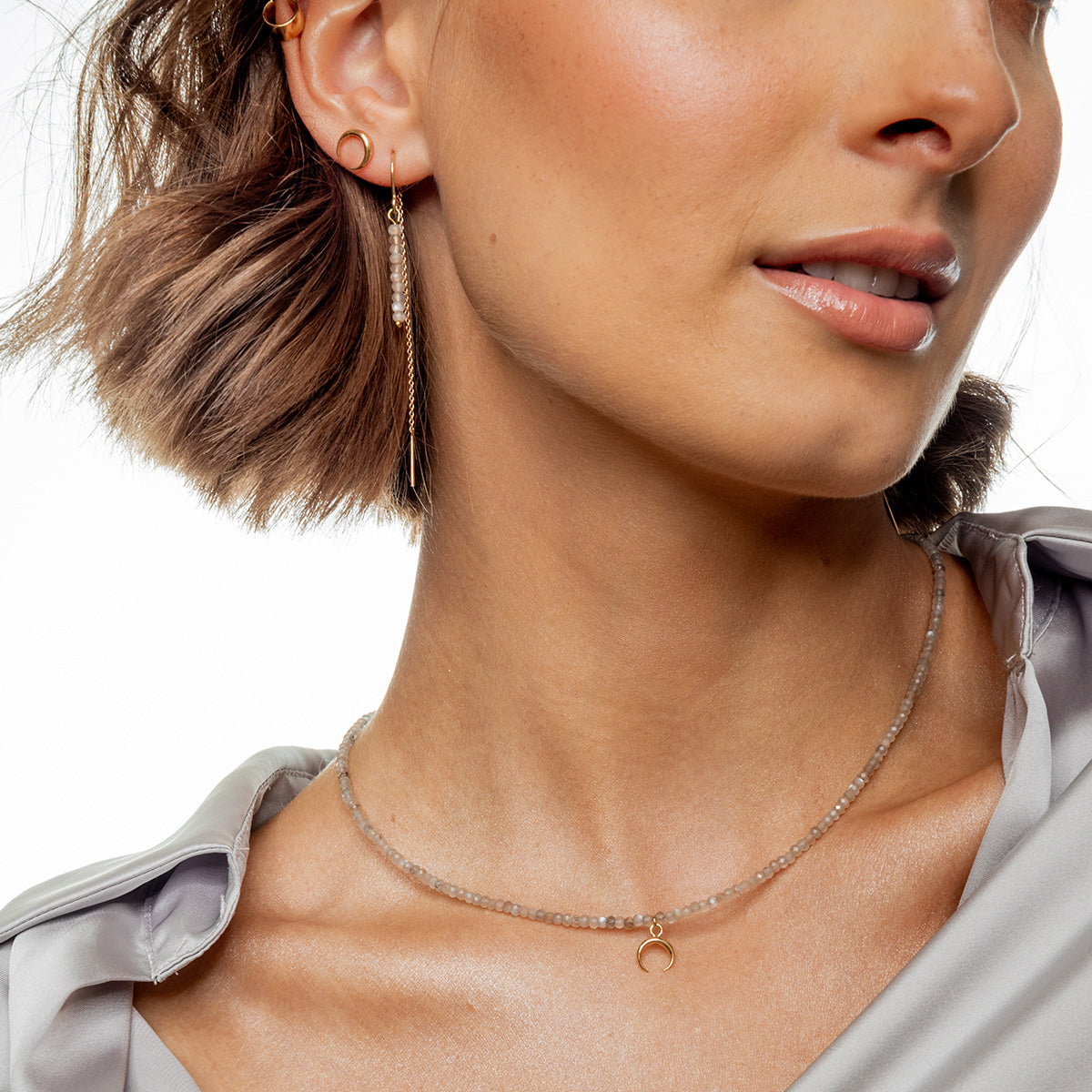 Zestaw LUNA pozłacany - kolczyki i naszyjnik