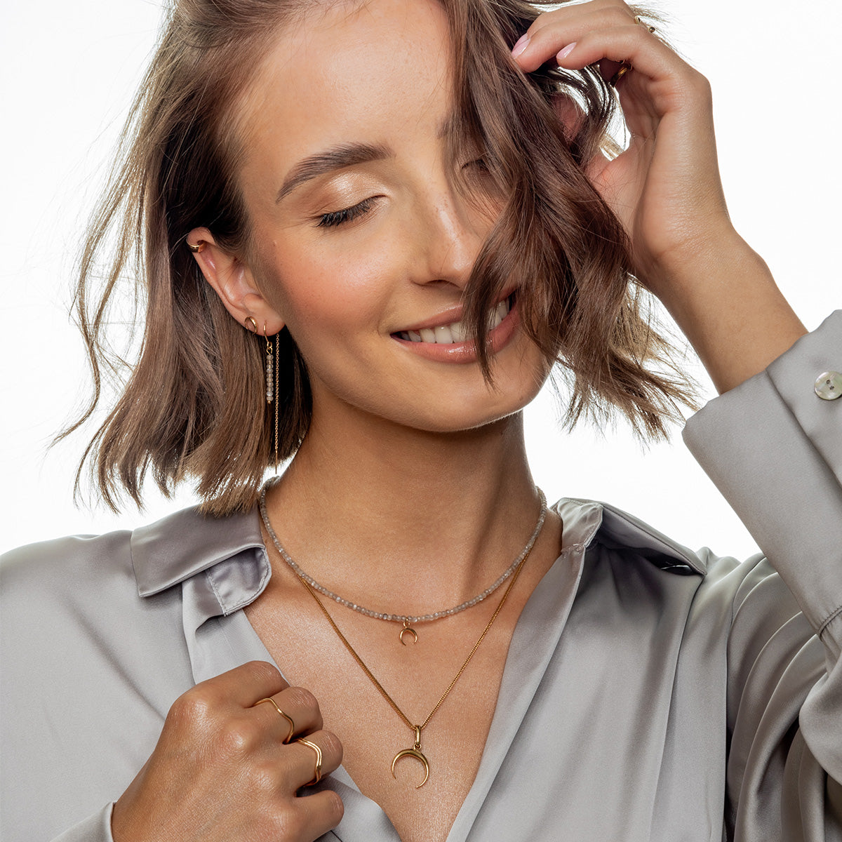 Zestaw LUNA pozłacany - kolczyki i naszyjnik